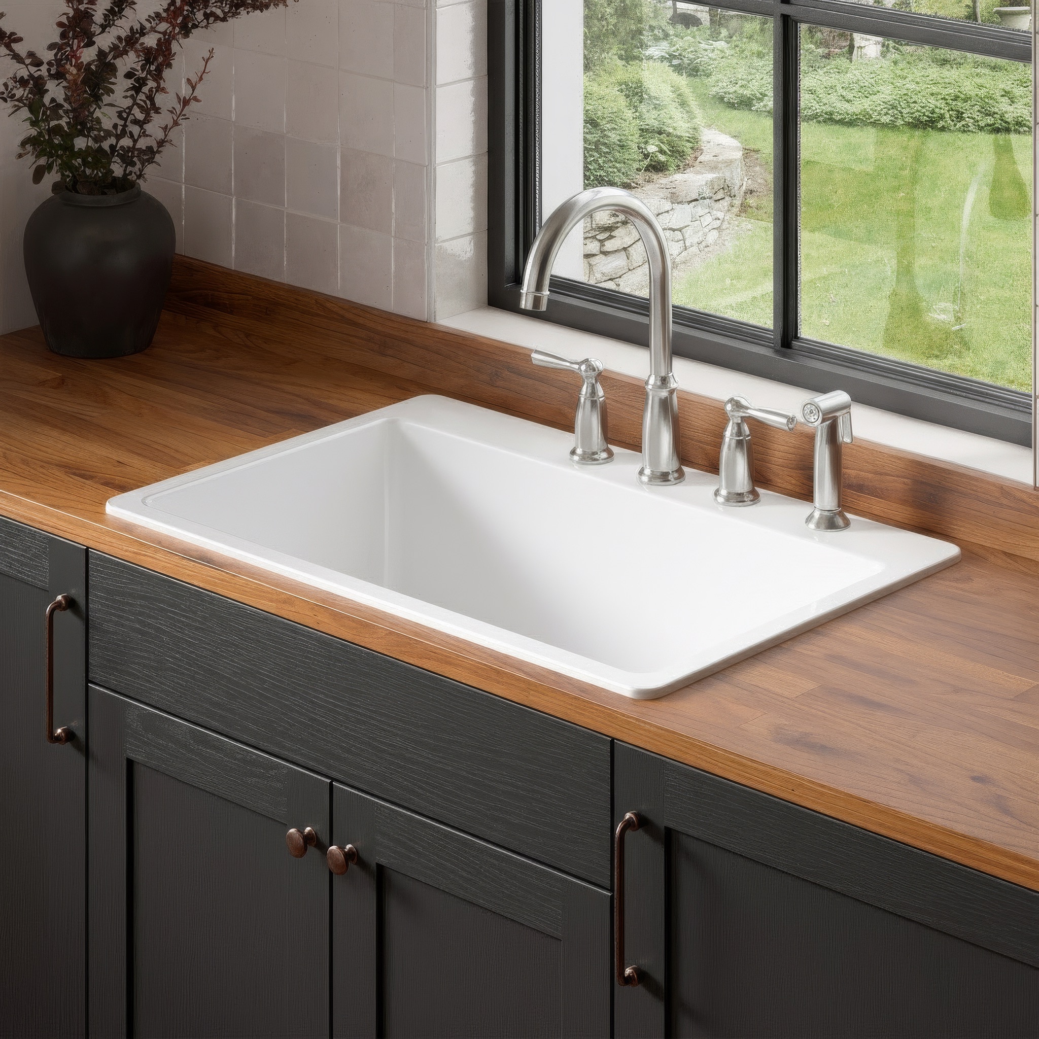 SINKOLOGY Jackson Drop-in 33-in x 22-in Fireclay Single bowl Kitchen Sink