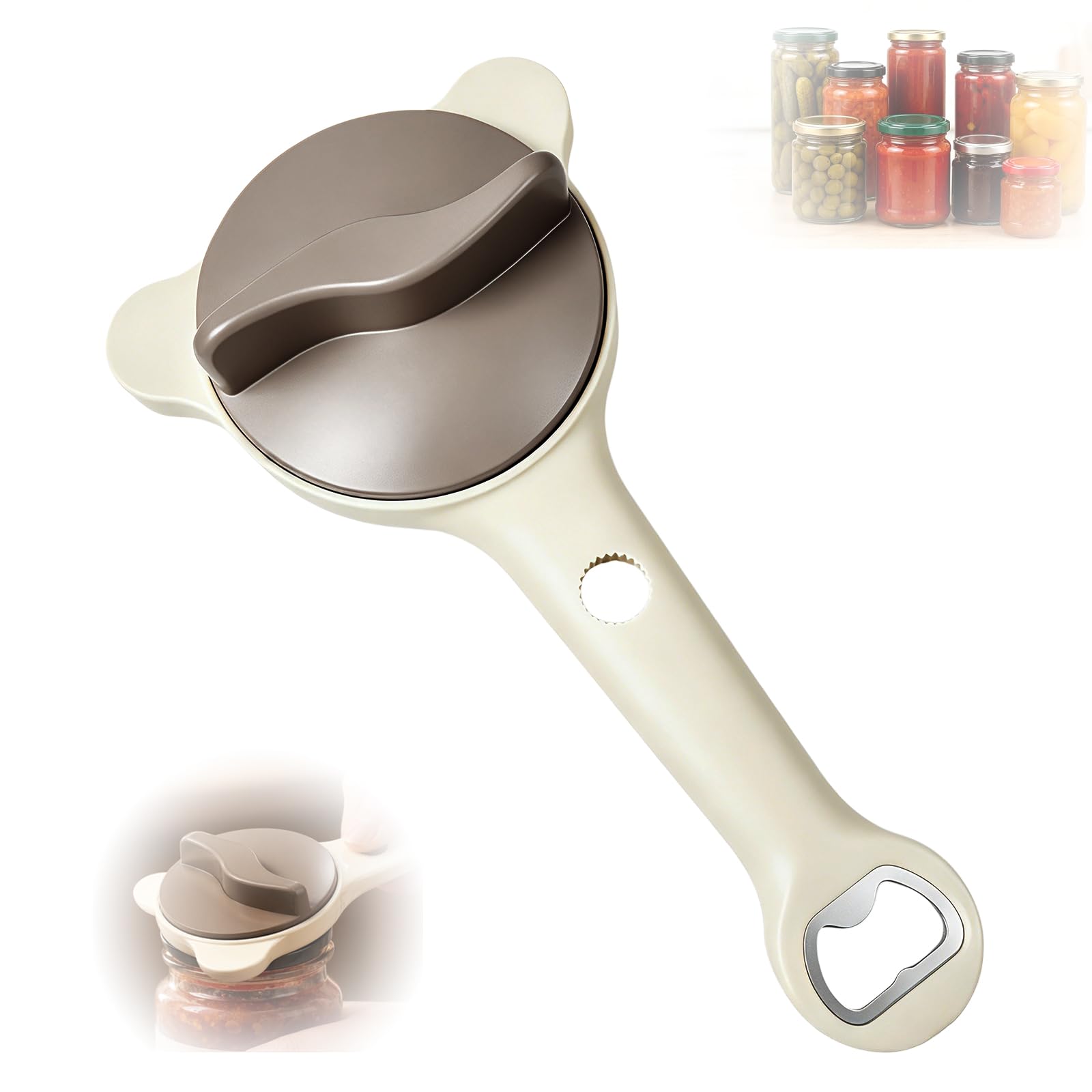 DHMHD  4-in-1 Jar Opener for Seniors with Weak Hands Adjustable Lid Opener with Stainless Steel Grip Teeth Easy-Grip Bottle Cap Remover for Common
