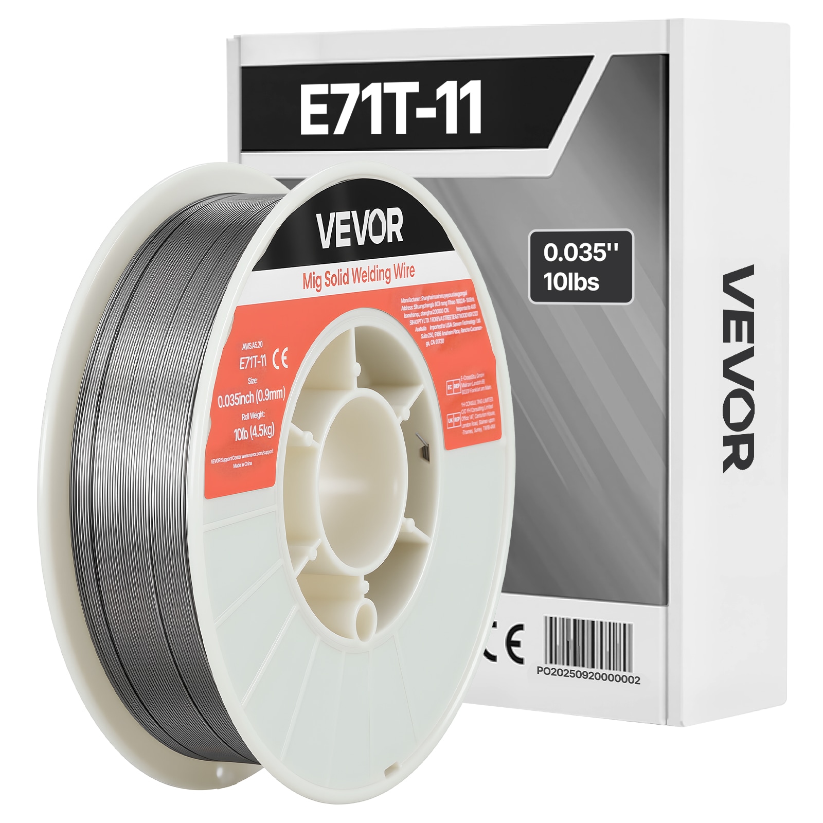 VEVOR Flux Core MIG Welding Wire  E71T-11 0.035-inch 10 LBS  Gasless Mild Steel Welding Wire with Low Spatter for All Position Arc Welding  Self-Shielded for Outdoor Use