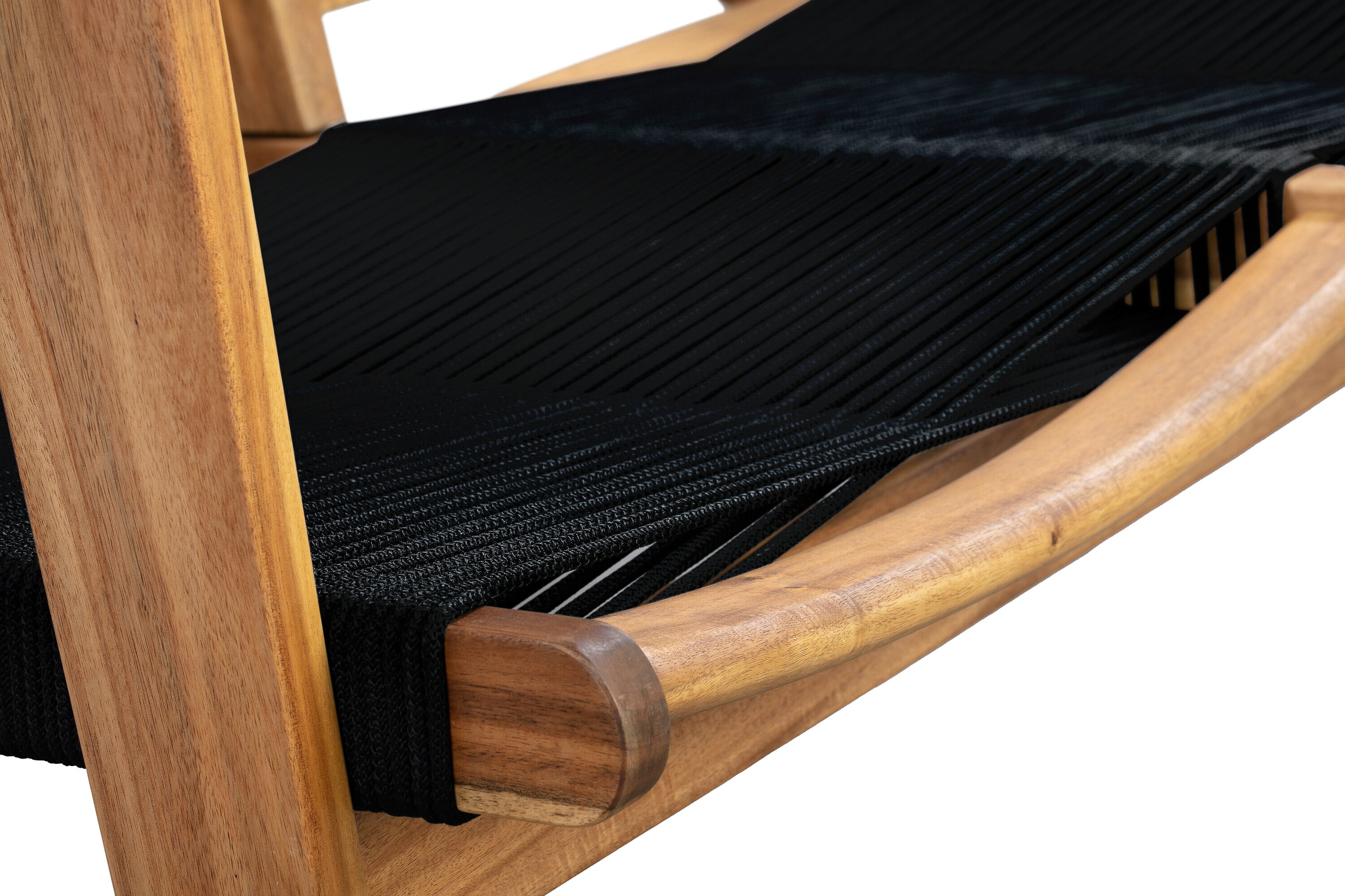 Kingsmen Teak and Black Cordage Loveseat Bench