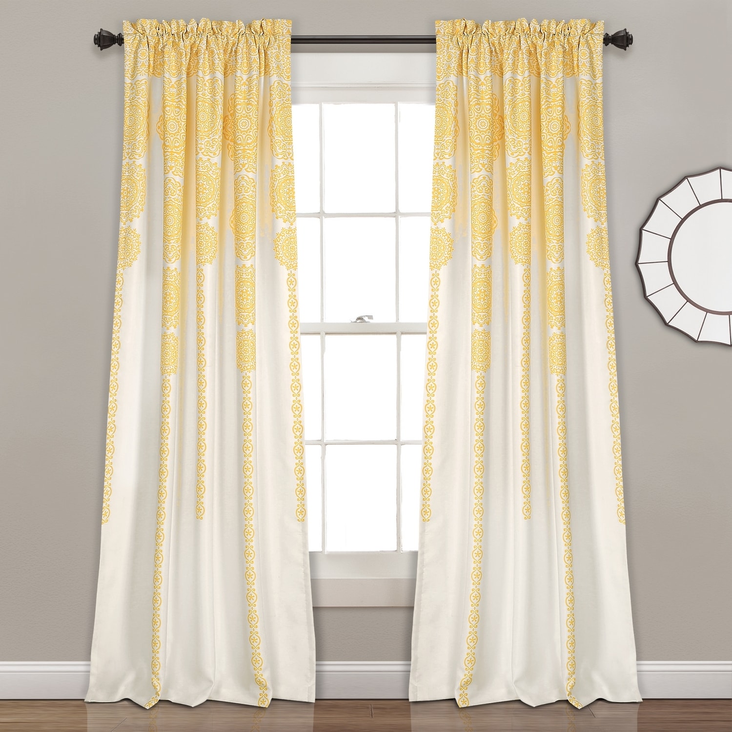 Lush Decor 16T002408 84-Inches Yellow Light filtering Rod pocket Curtain panel pair