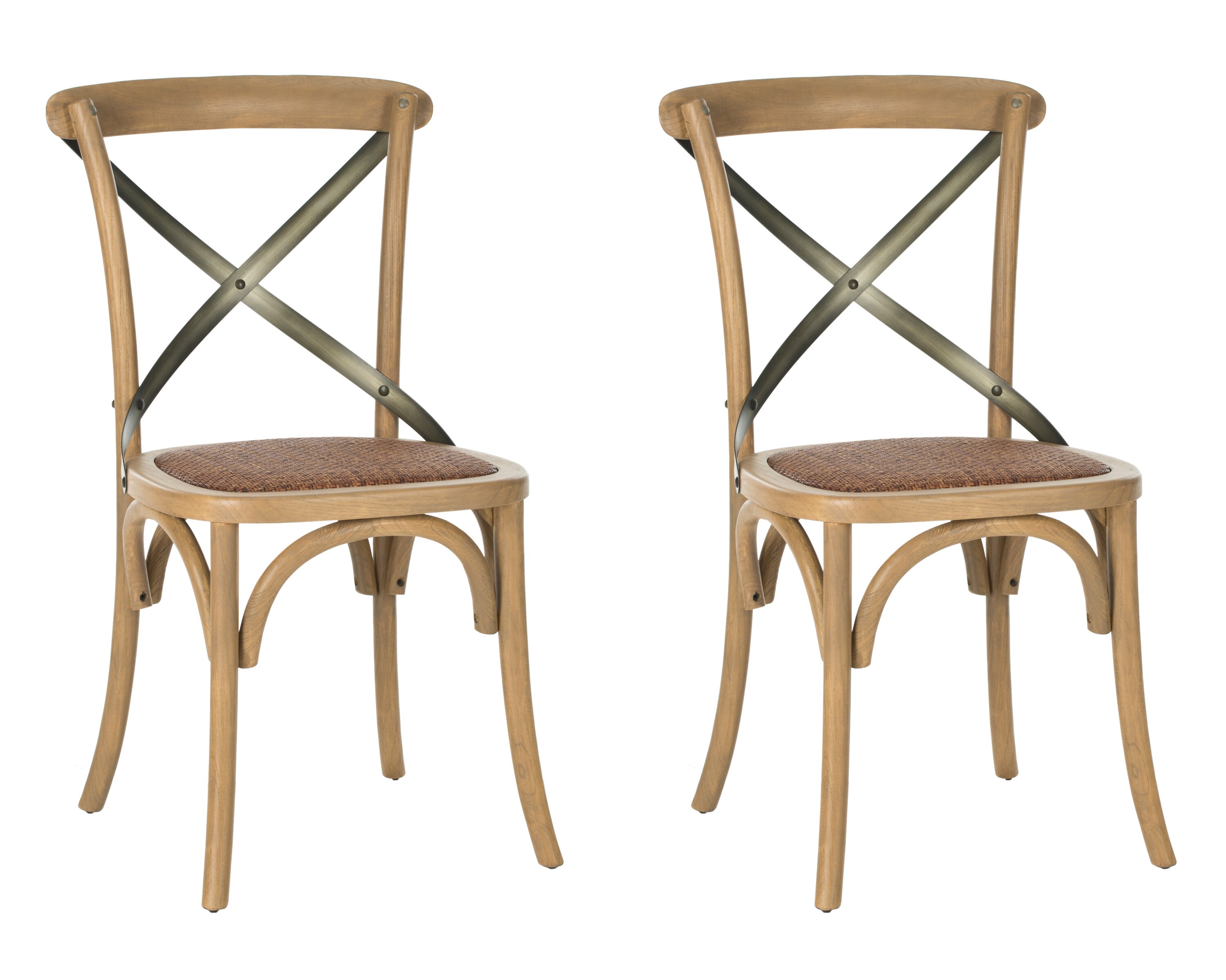 Safavieh AMH9501C-SET2 2 Eleanor Rustic Weathered Oak Accent Chair