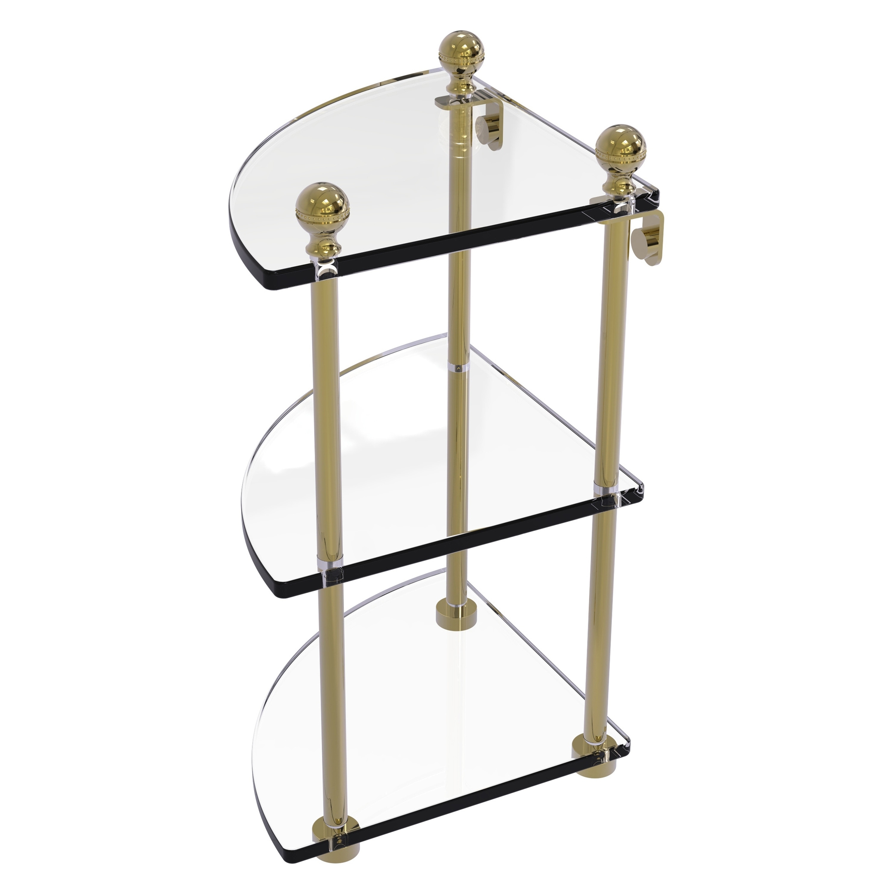 Allied Brass MA-6-UNL Mambo Unlacquered Brass 3 -Tier Wall mount Corner Bathroom Shelf ( 8-in x 15-in x 8-in )