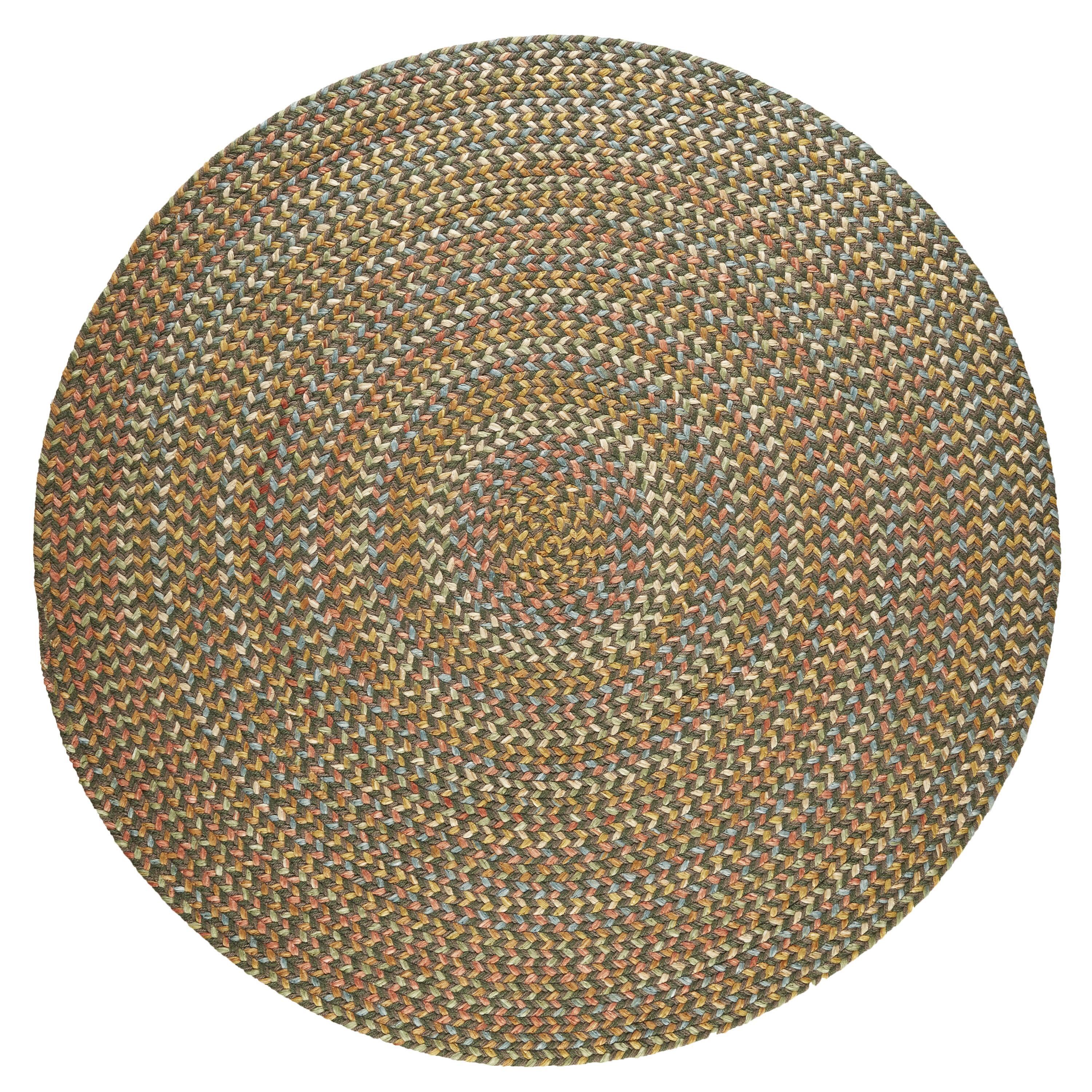 Rhody Rug CY27R096X096 8 x 8 (ft) Braided Polypropylene Dk. Taupe Round Indoor/Outdoor Geometric Area rug