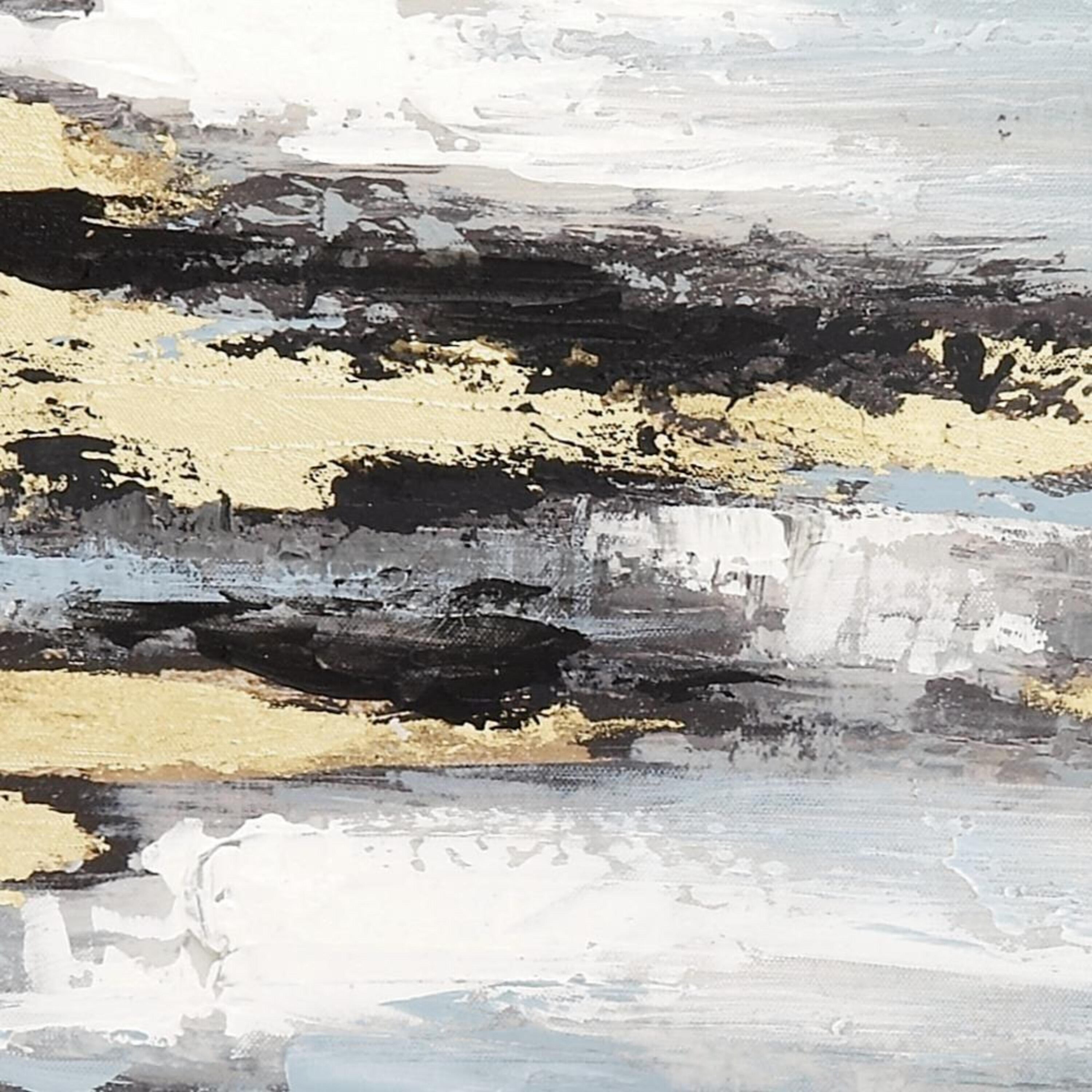 Blue and Gold Abstract Landscape Canvas Wall Art