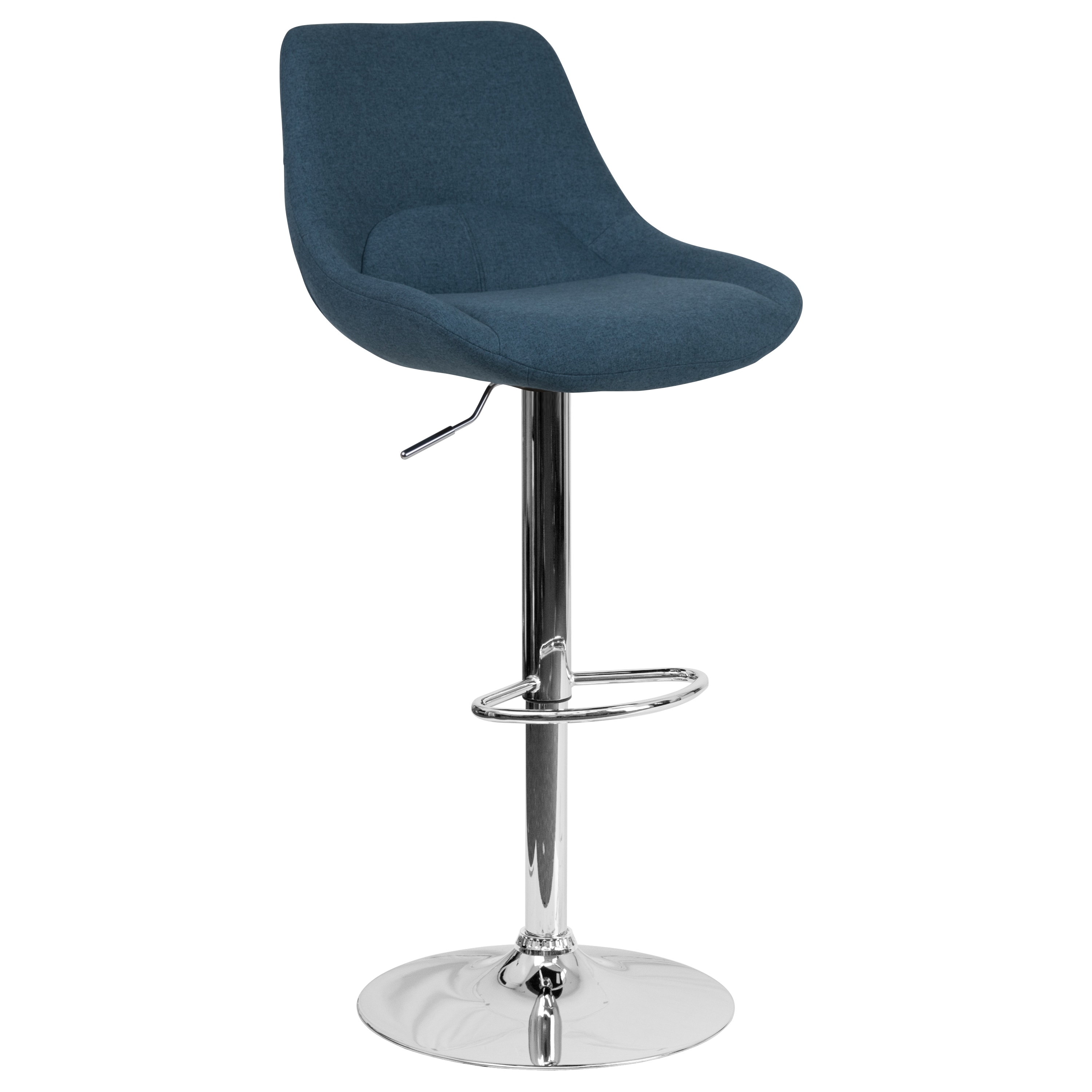 Flash Furniture 889142563891 Blue Fabric 25.5-in H Counter height Square seat Swivel Metal Bar Stool and Back