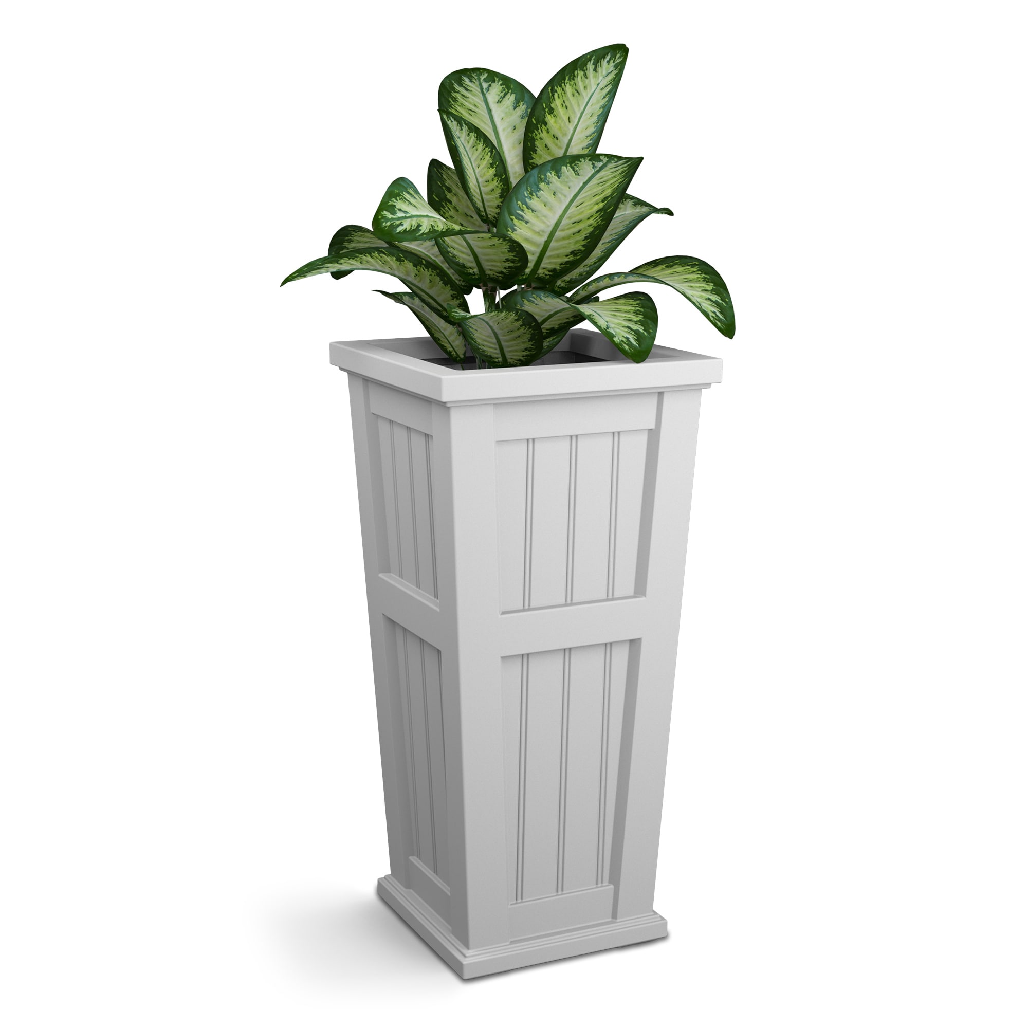Mayne 4843-W Square 15.5-Inches W Large White Plastic Indoor/Outdoor Planter with Self Watering