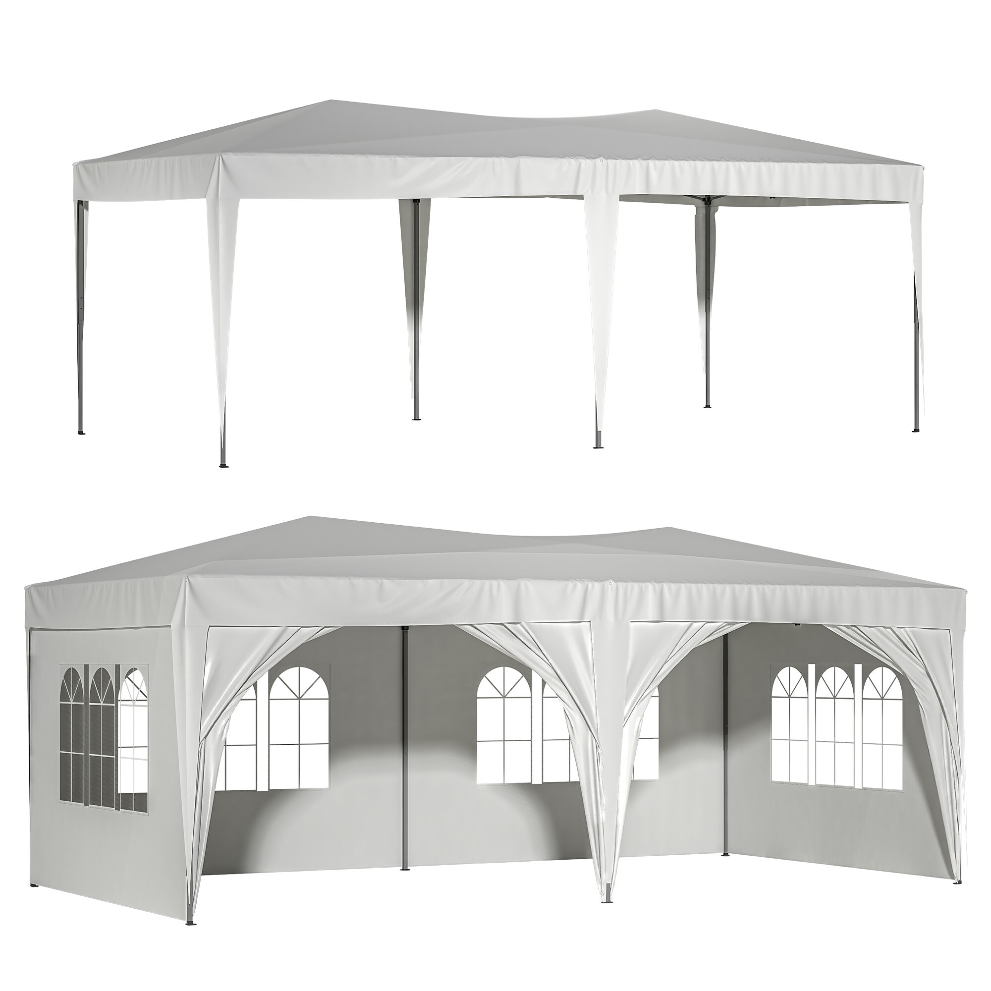 Miki Shinly OS-6041-01QI 20-ft x 10-ft Rectangle White Pop-up canopy