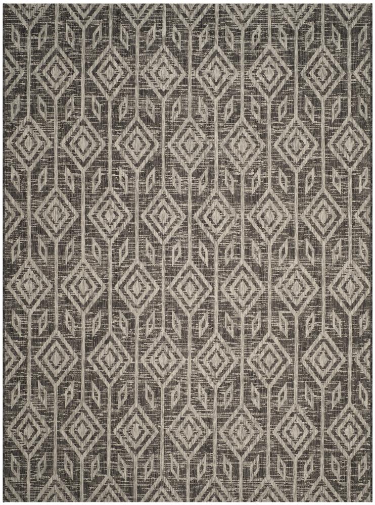Safavieh CY8662-37621-8 Courtyard 8 x 11 (ft) Loomed Polypropylene Black/Gray Rectangular Indoor/Outdoor Geometric Coastal Area rug