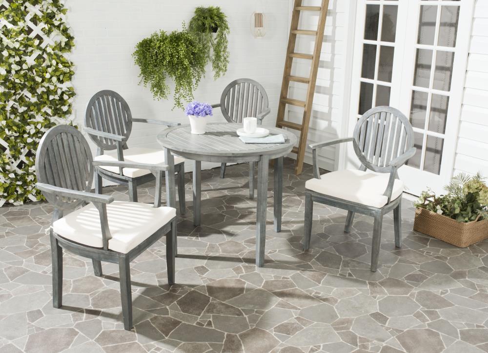 Safavieh Chino 5-Piece Gray Patio Dining Set with Off-white Cushions