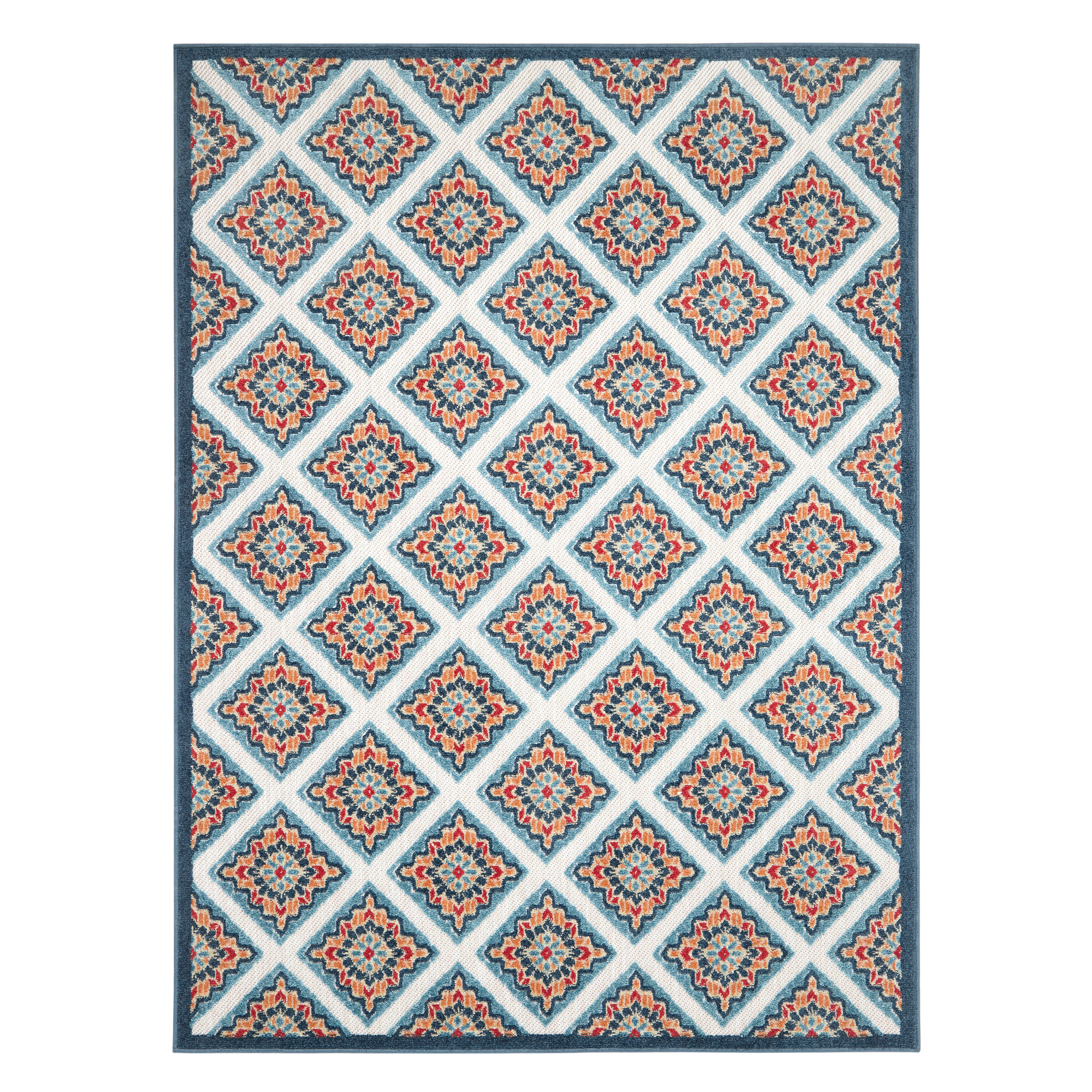Town & Country Living 3-30257-275 4 x 5 (ft) Loomed Polyester Red Multi Rectangular Indoor/Outdoor Geometric Area rug
