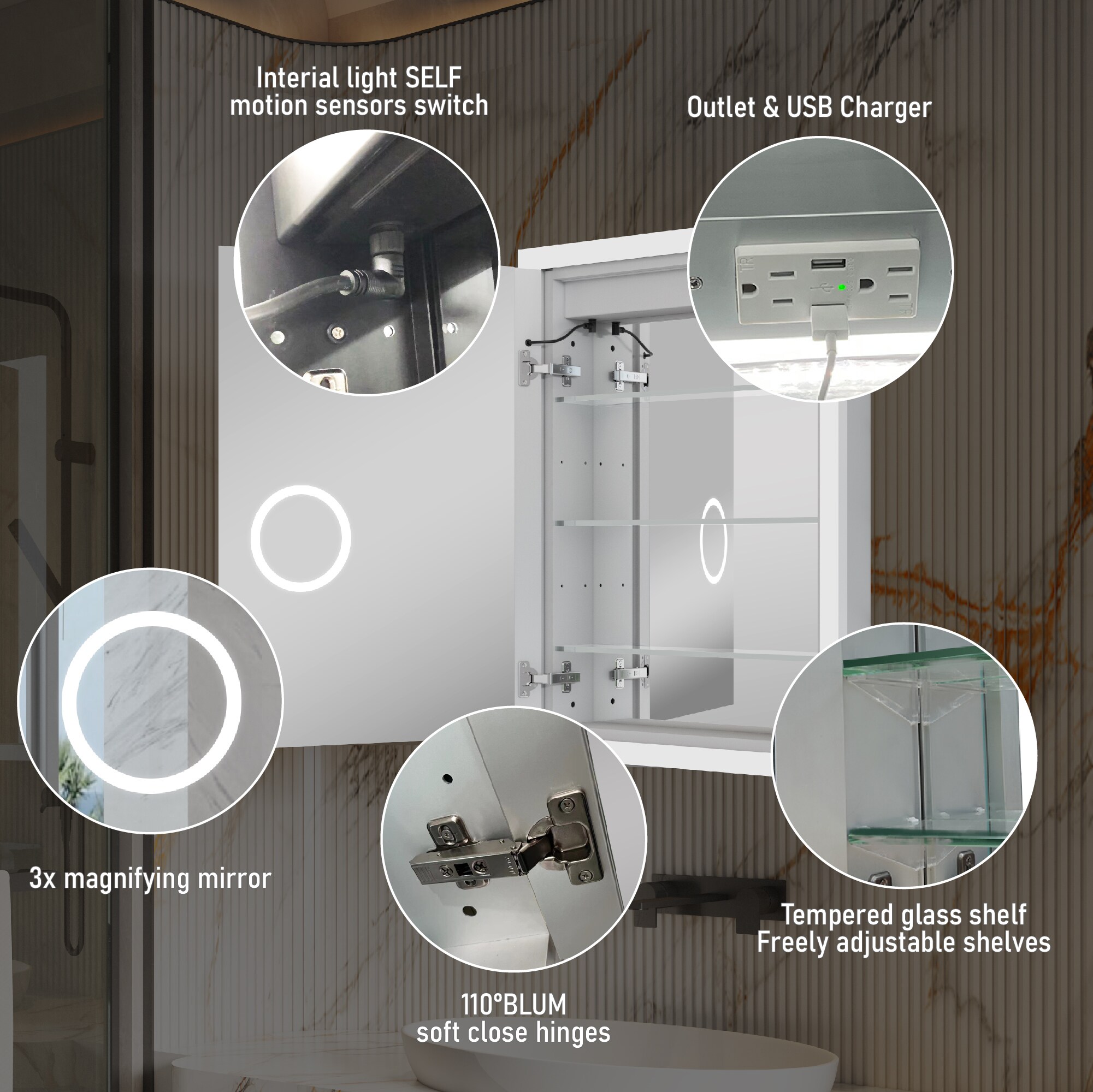 Forclover WBSG-77484 Bathroom-Medicine-Cabinets - View #10