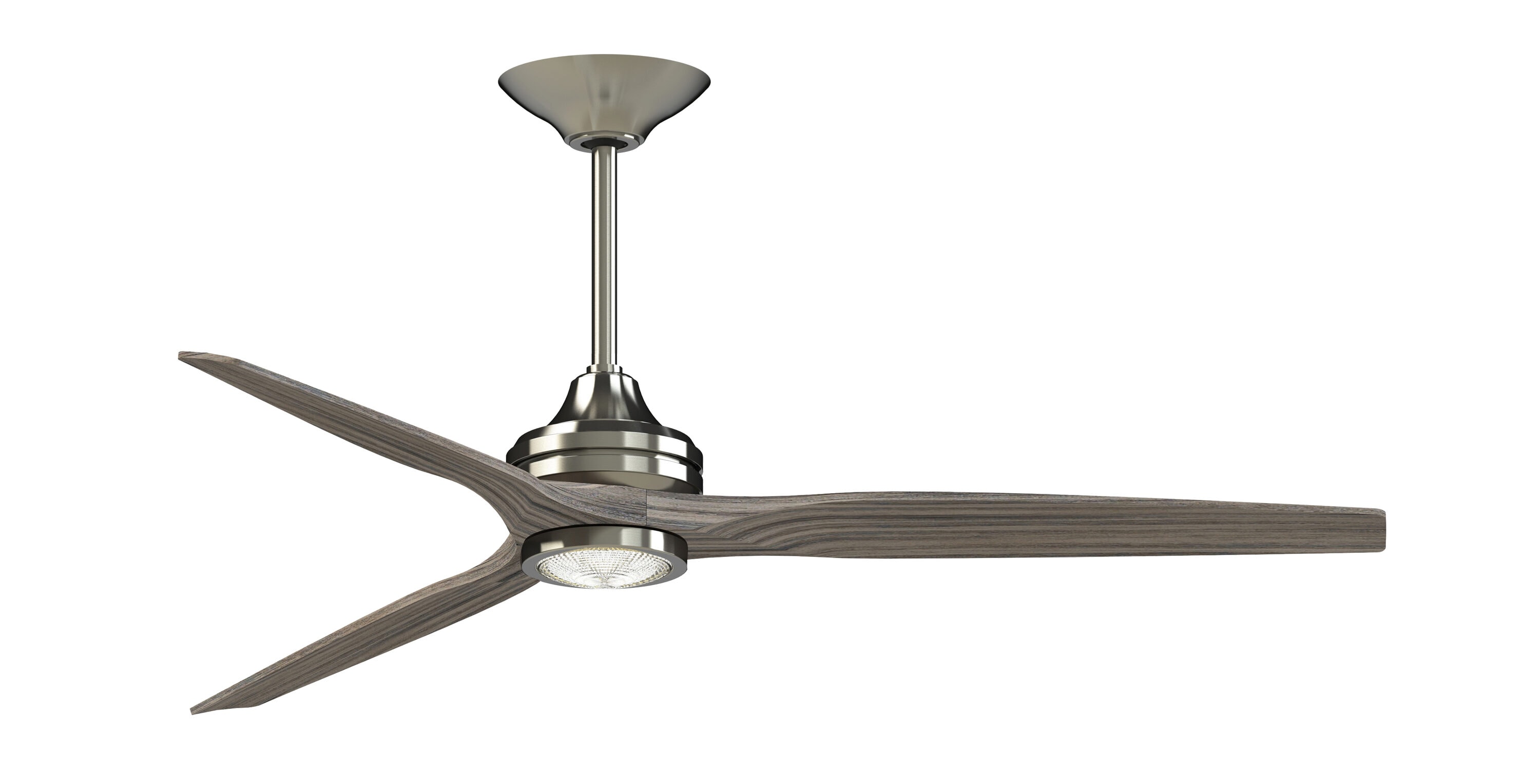 Fanimation FPD6721BBN-64WE-LK Spitfire 64-in Color-Changing Integrated LED Outdoor Smart Brushed Nickel with Weathered Wood Blades Propeller Ceiling Fan With Light - Remote Included ( 3 -Blade )