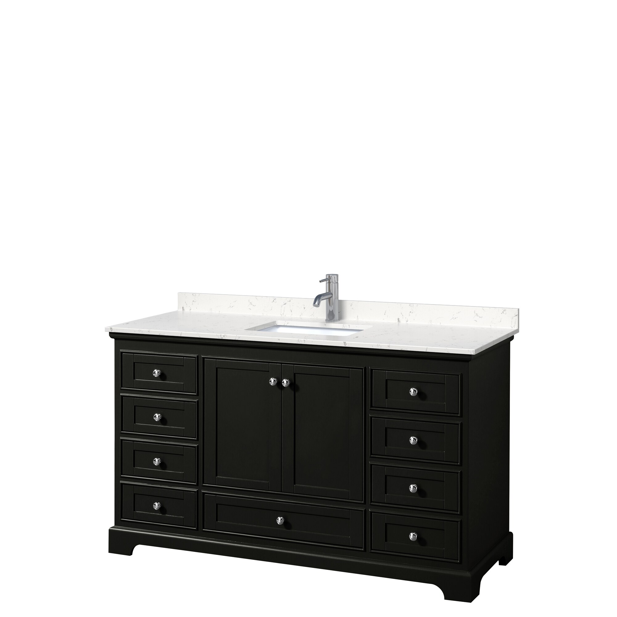 Wyndham Collection WCS202060SDEC2UNSMXX Deborah 60-in Dark Espresso with Polished Chrome Trim Undermount Single Sink Bathroom Vanity with Carrara Cultured Marble Top