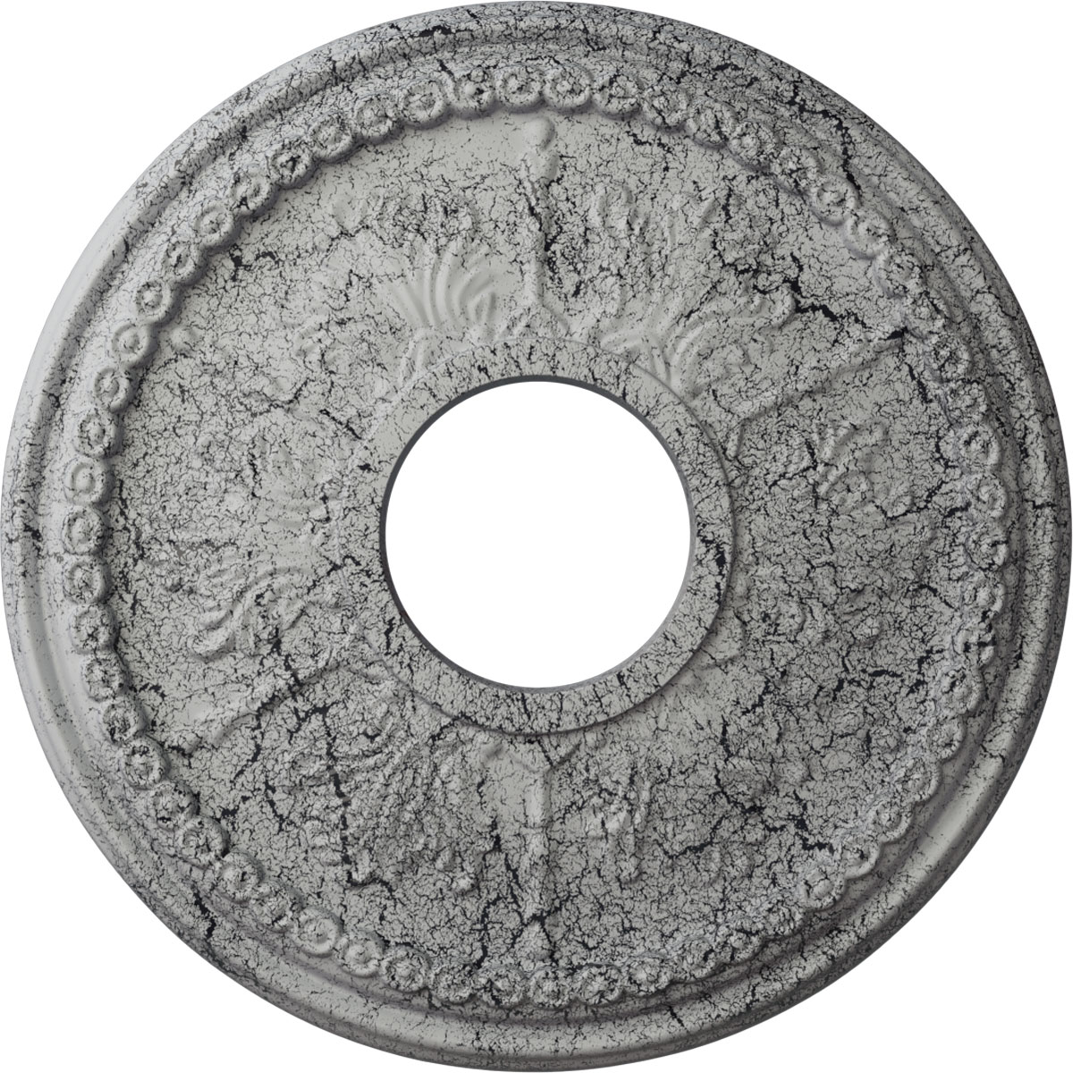 Ekena Millwork CM13TIUWC Tirana 13.875-in W x 13.875-in L Painted Ultra Pure White Crackle Polyurethane Whole Ceiling Medallion