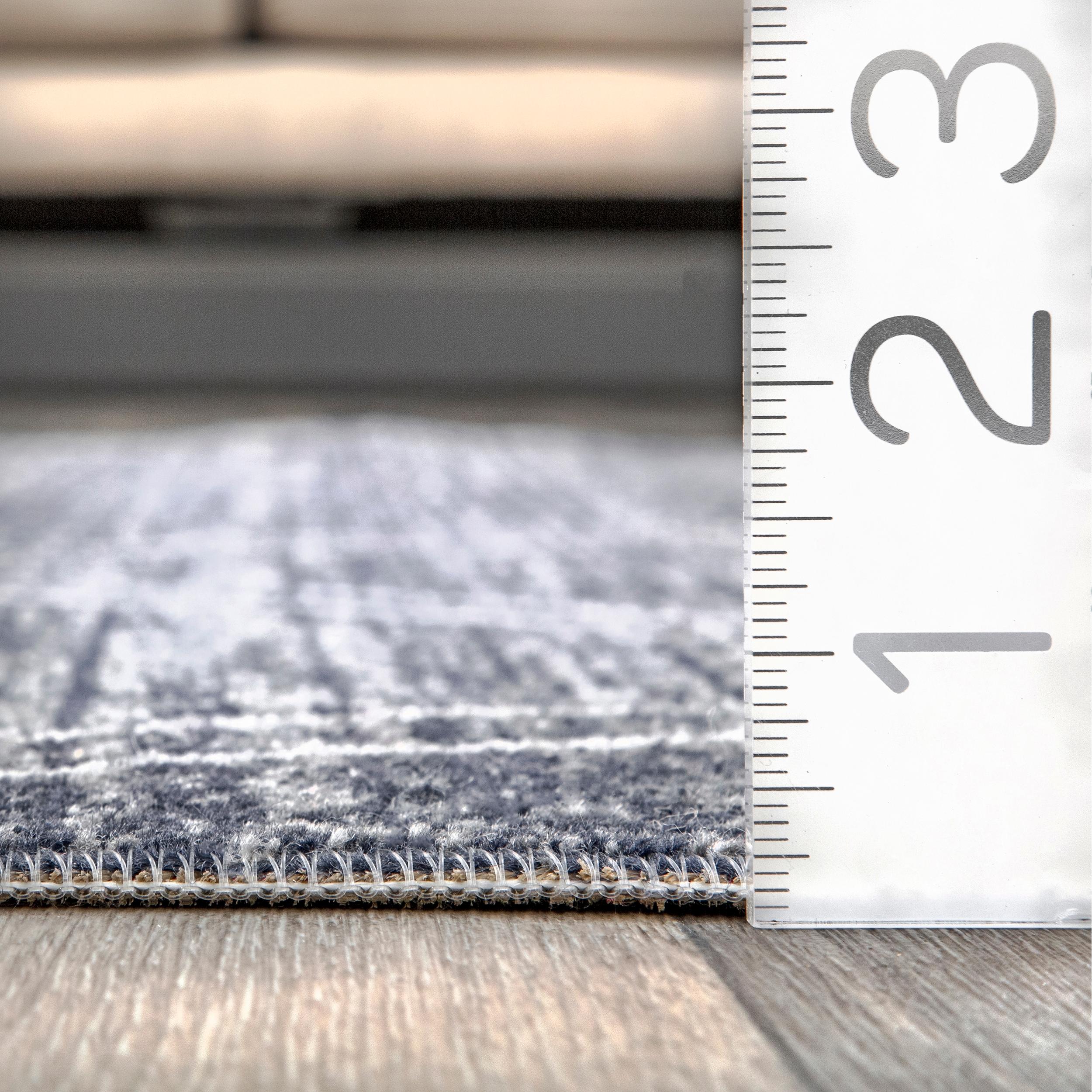 Blue and Beige Striped Synthetic Indoor/Outdoor Runner Rug
