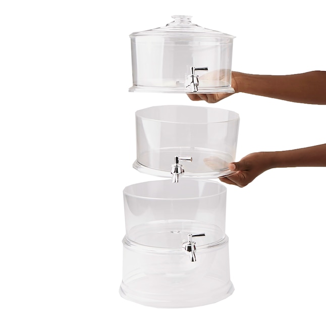 Mind Reader 3-Tier Beverage Dispenser with Spigot - Clear Acrylic,  Stackable Punch Bowl - 120 fl Oz Per Tier - Perfect for Parties and Events  in the Beverage Dispensers department at