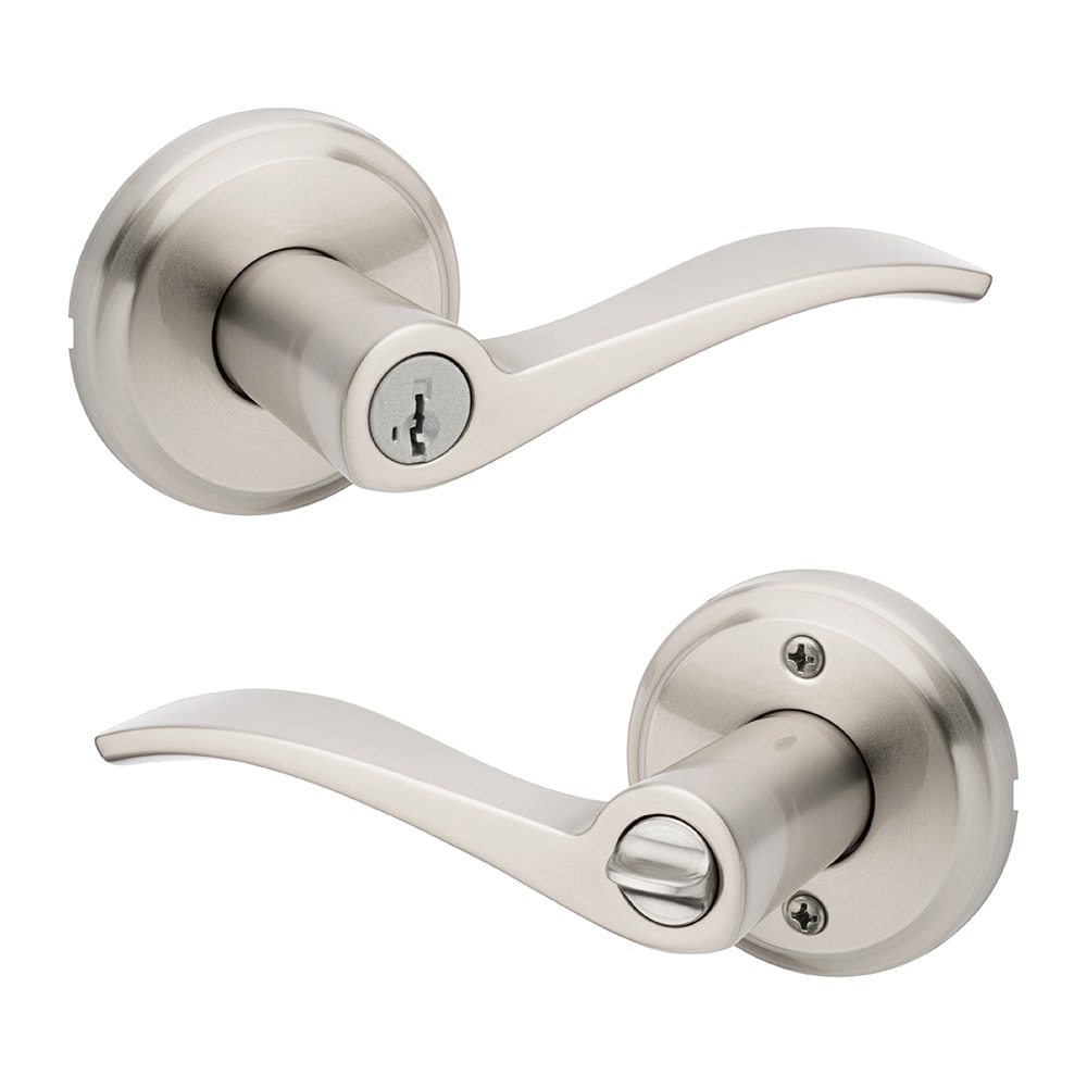 Kwikset Signature Series 97403-069 Sedona Satin Nickel Interior/Exterior Keyed Entry Door Handle with SmartKey