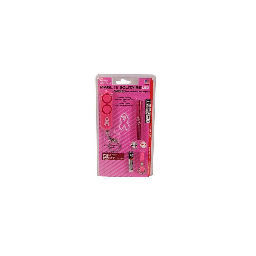 Maglite ORSNO328110 Mag-Lite 459-SJ3AUD6 Solitaire Spectrum Series LED Flashlight with Sabre Personal Alarm, Pink