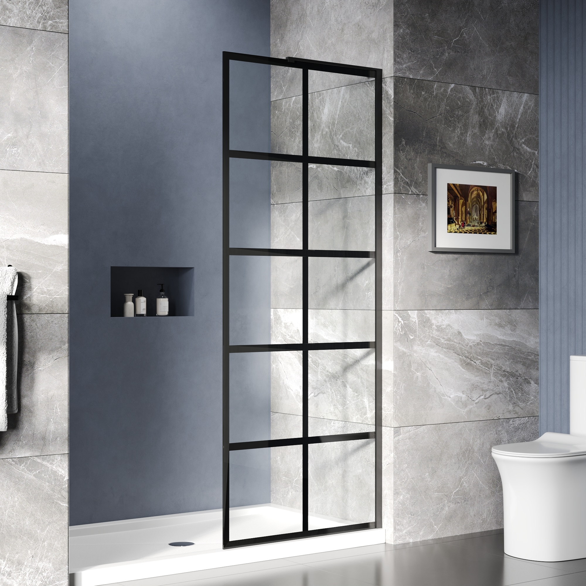 DeerValley DV-1SD0219 Ally Black 32-in W x 78-in H Framed Fixed Shower Door 3/8-in Thick Clear Glass