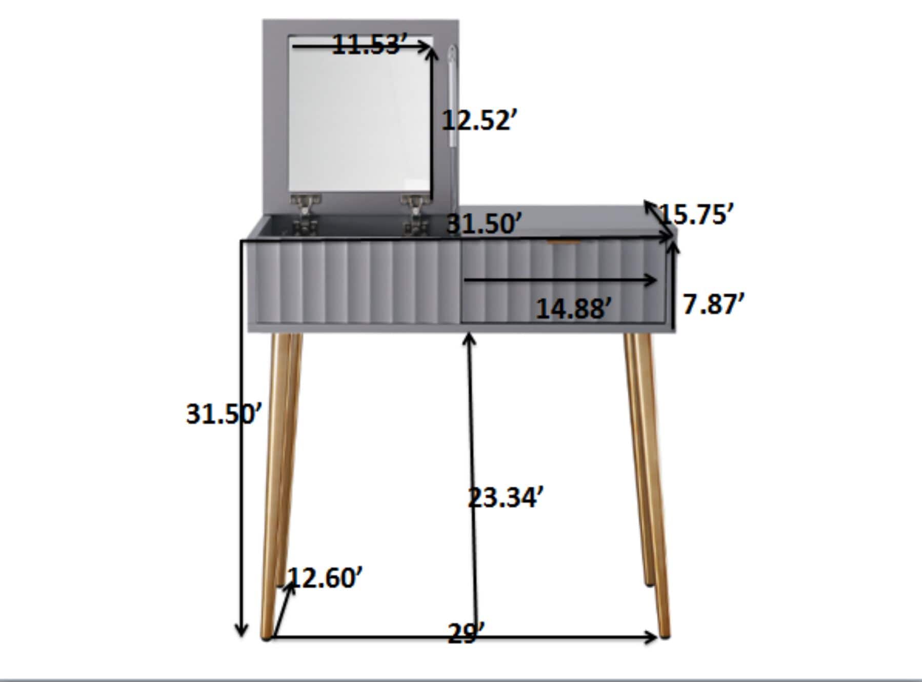 CASAINC WF-DRT-1472W-M-GY Bedroom-Vanities - View #8
