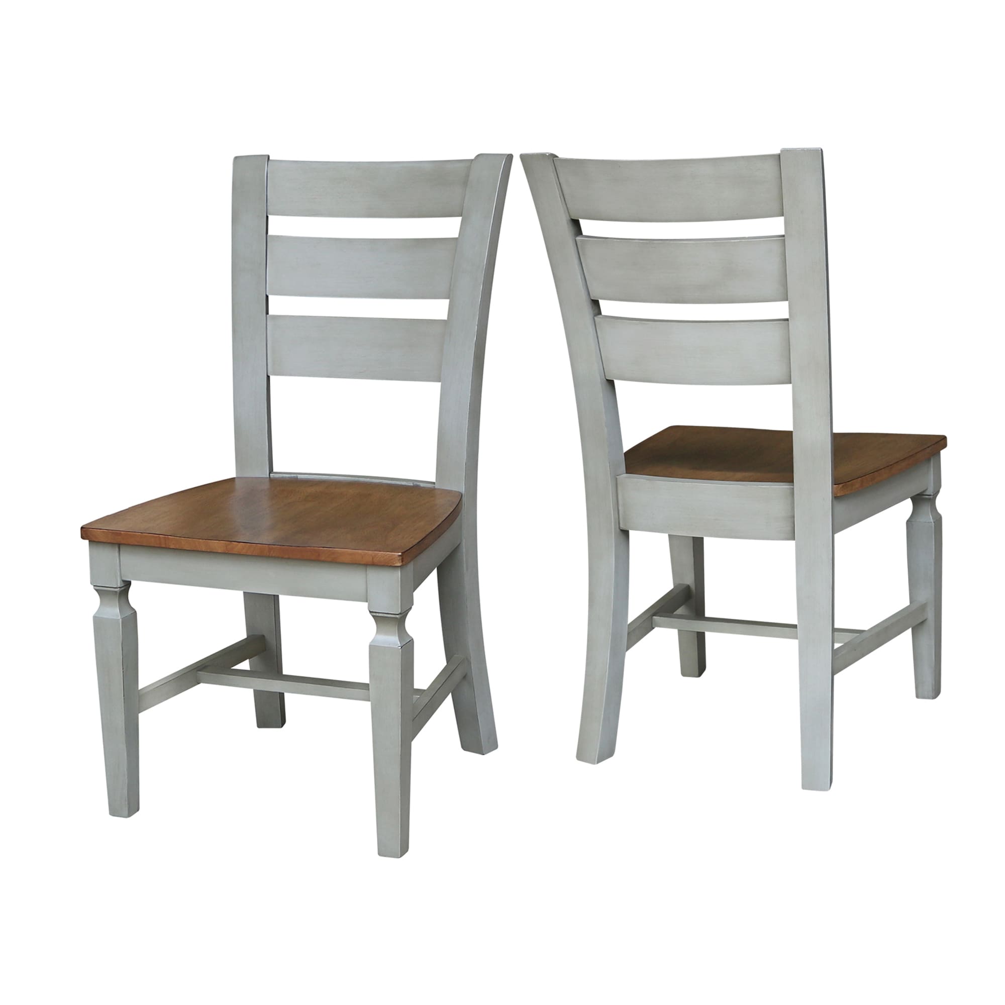 Vista Distressed Hickory and Stone High Ladderback Wood Chairs - Set of 2