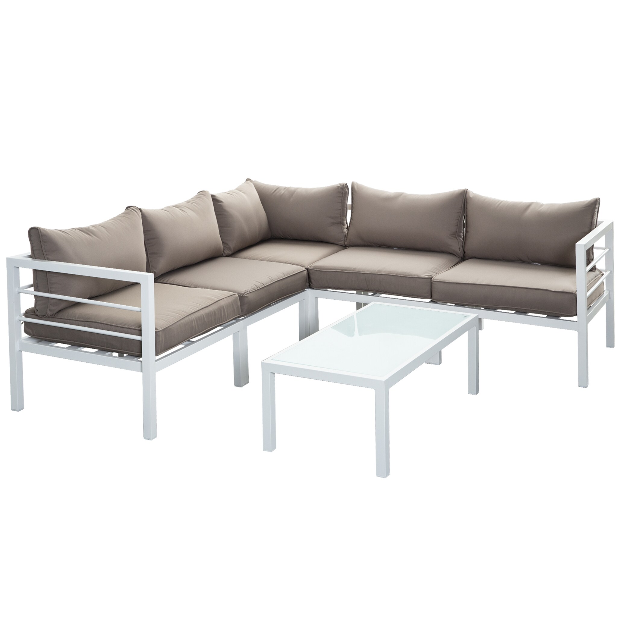 Unity 7-Piece Rattan Patio Conversation Set with Gray Cushions in the ...