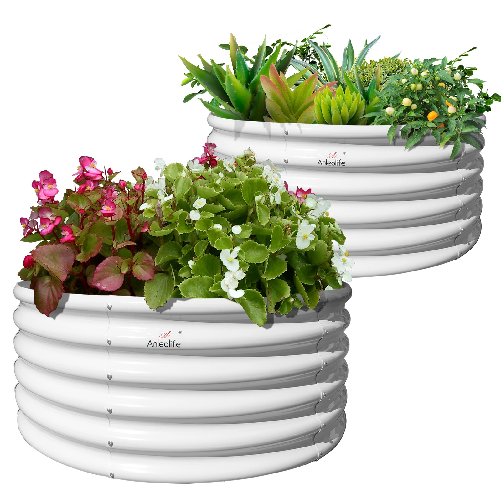 Wildaven GDMS006 33-cu ft 47.24-in W x 47.24-in L x 17.72-in H White Galvanized Metal Raised Garden Bed