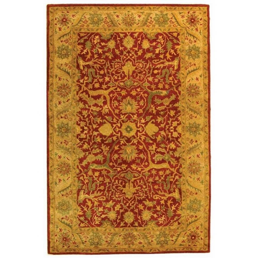 Safavieh AT14C-4 Antiquity Bibika 4 x 6 (ft) Tufted Wool Rust Rectangular Indoor Floral/Botanical Vintage Area rug