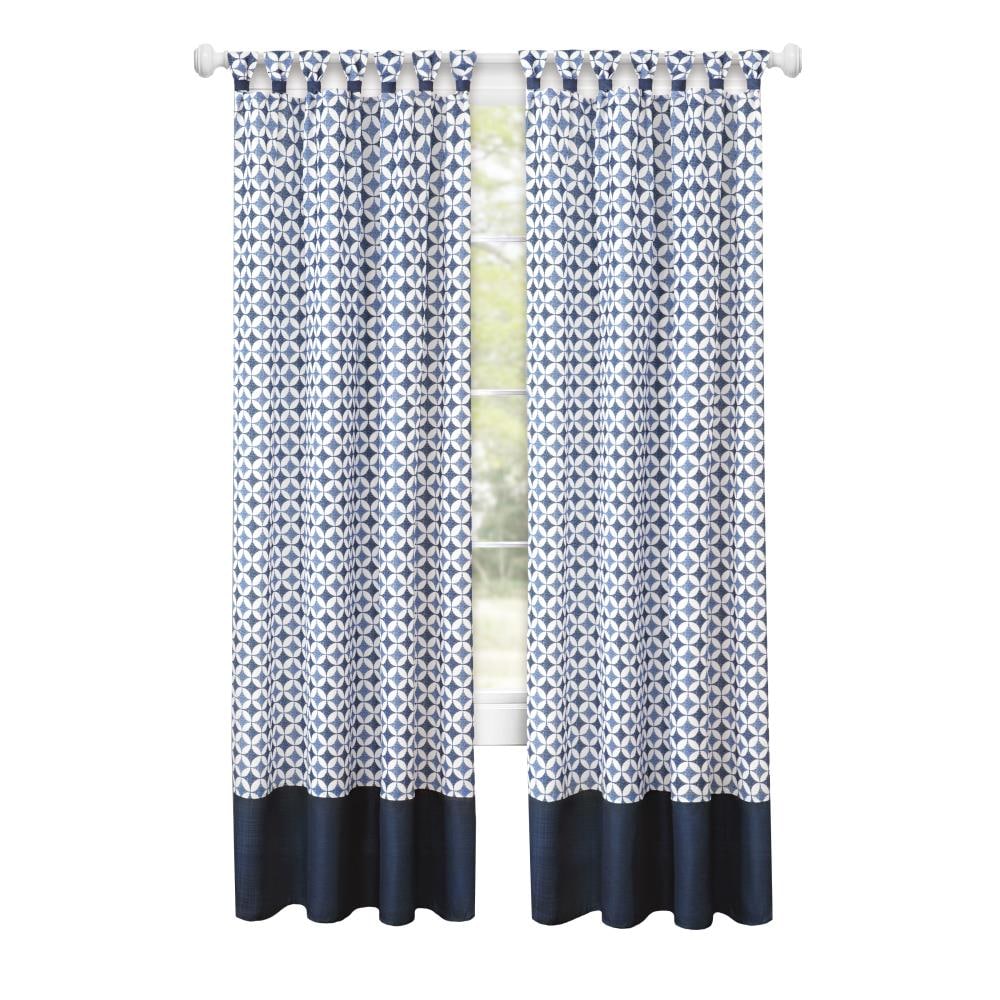 Achim CIPN63NY06 63-Inches Navy Geometric Light filtering Rod pocket Single curtain panel