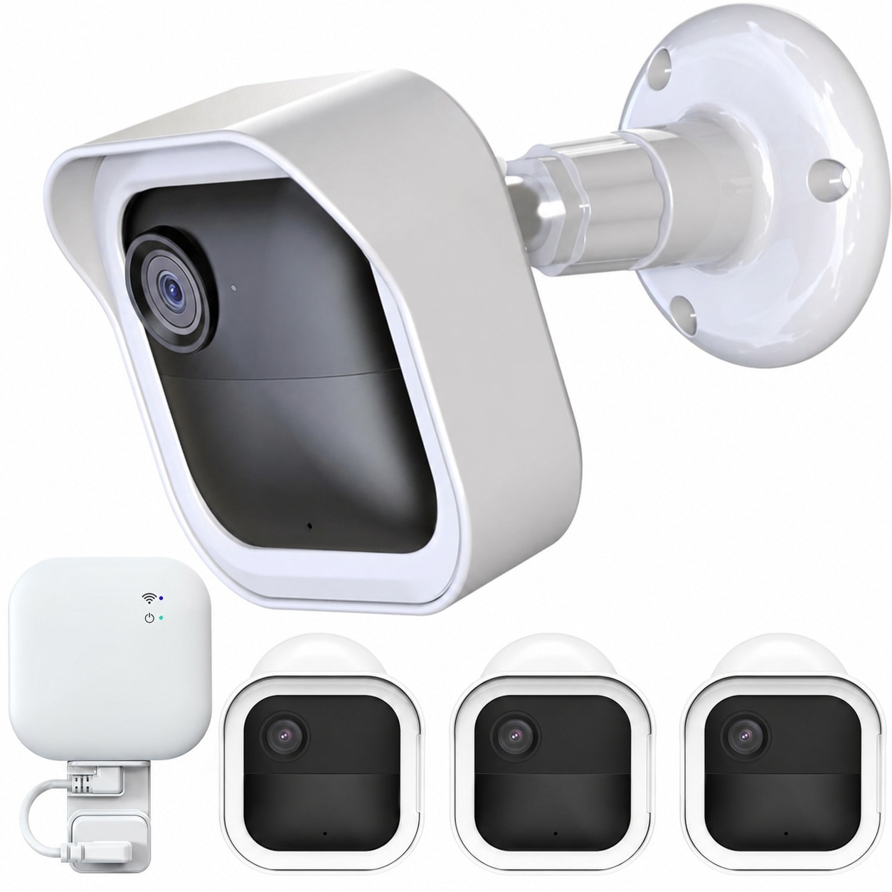 Phewnyzo  Outdoor Security Camera Housing and Adjustable Mount 3 Pack Protective Cover for 4th and 3rd Gen System with Sync Module 2 Wall Mount