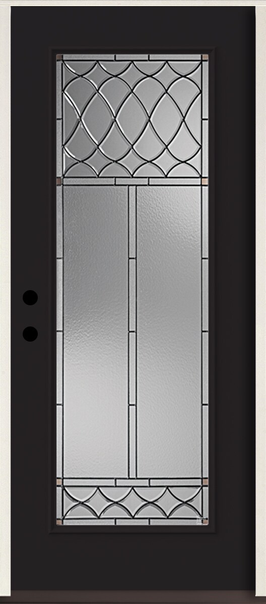 RELIABILT LO964049 Sheldon 36-in x 80-in x 4-5/8-in Fiberglass Full lite Right-hand inswing Peppercorn Paint Painted Prehung Front Door Insulating core