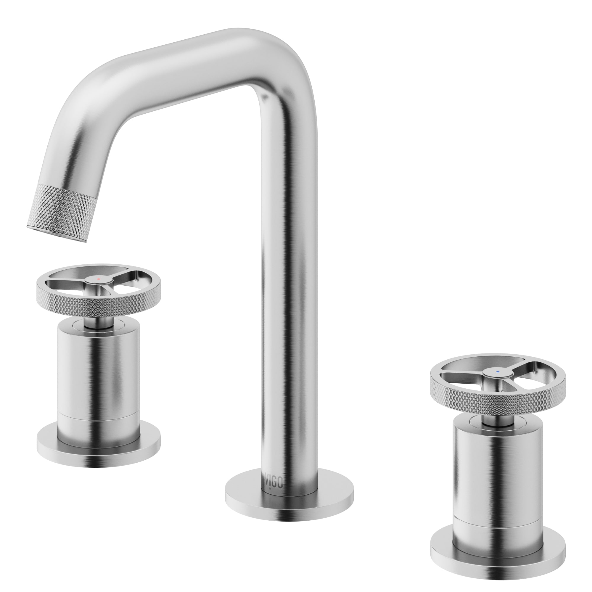 VIGO VG01301BN Cass Brushed Nickel Widespread 2-handle WaterSense High-arc Commercial/Residential Handle Bathroom Sink Faucet