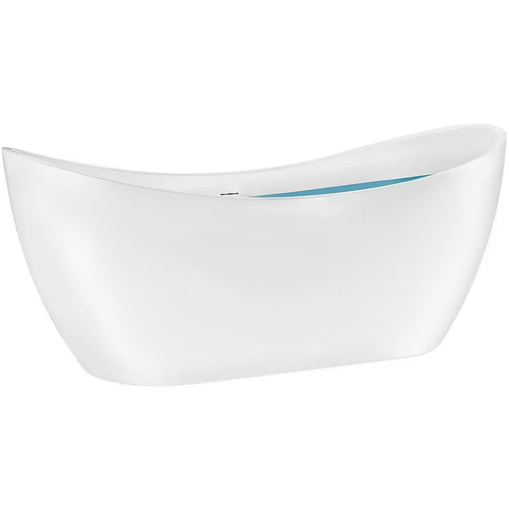 AKDY BT0075 BT0075 28.1-in x 53.9-in Glossy White Acrylic Oval Freestanding Soaking bathtub with Drain ( Center Drain )