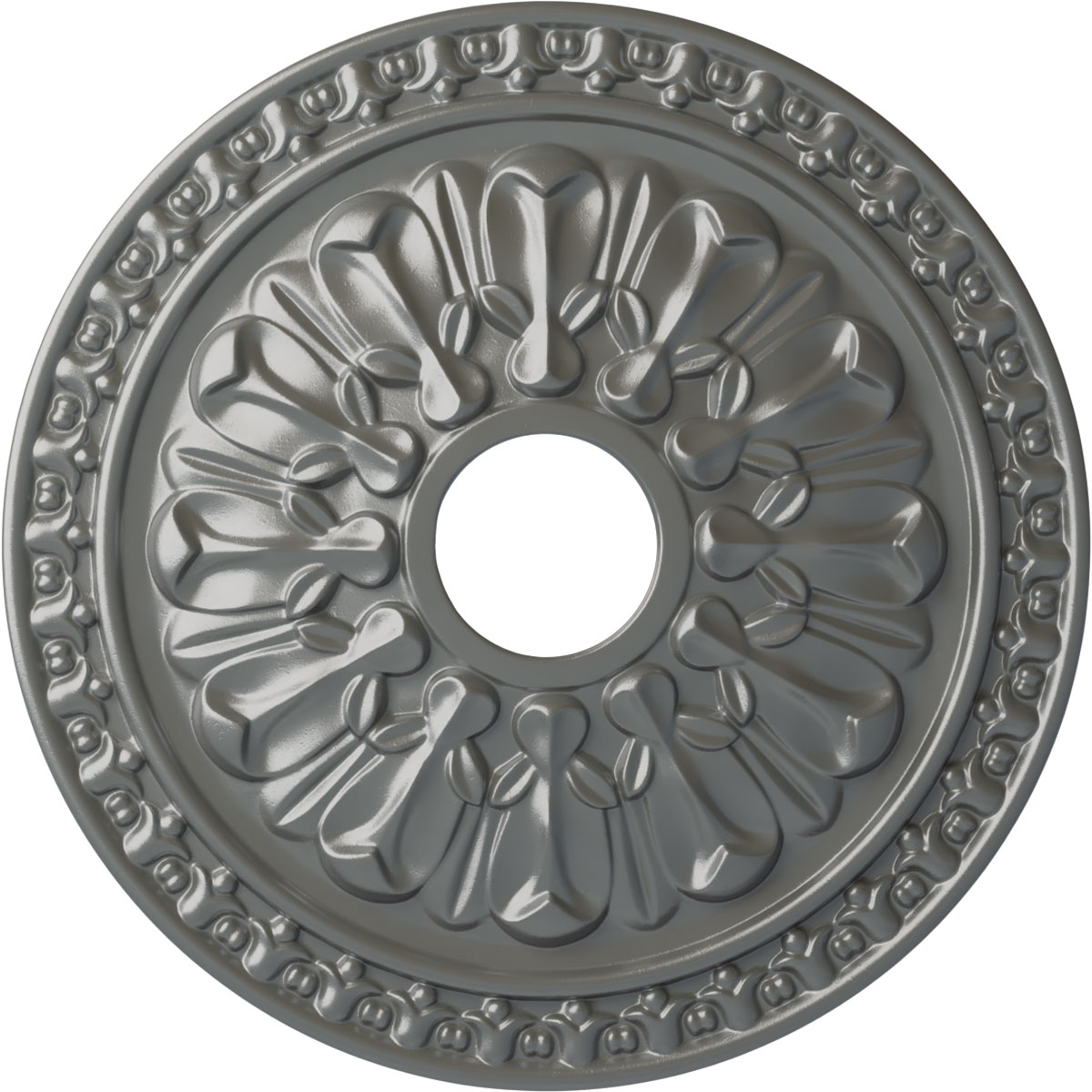 Ekena Millwork CM18WASLS Warsaw 18-in W x 18-in L Painted Silver Polyurethane Whole Ceiling Medallion