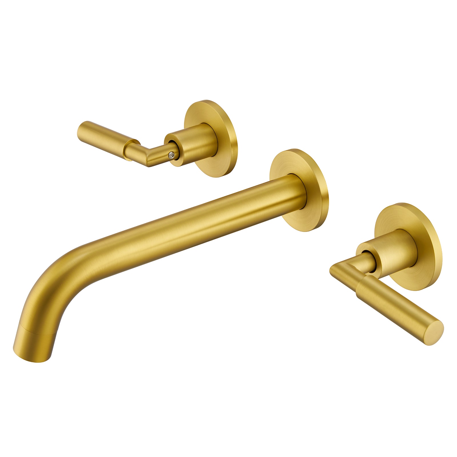 Brushed Gold Wall-Mounted Dual Handle Bathroom Faucet