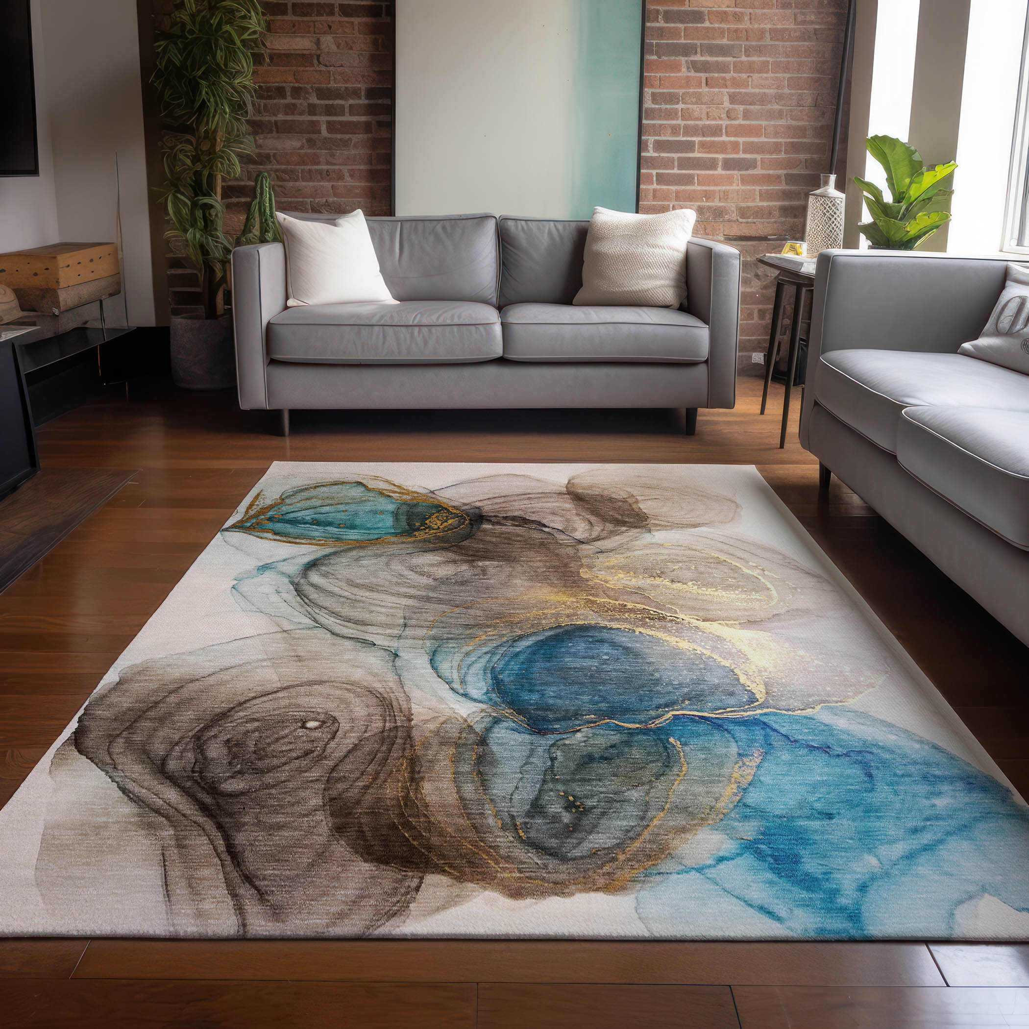 Addison Rugs ACN513BG3X5 Chantille ACN513BG 3 x 5 (ft) Polyester Beige Rectangular Indoor/Outdoor Abstract Machine washable Area rug