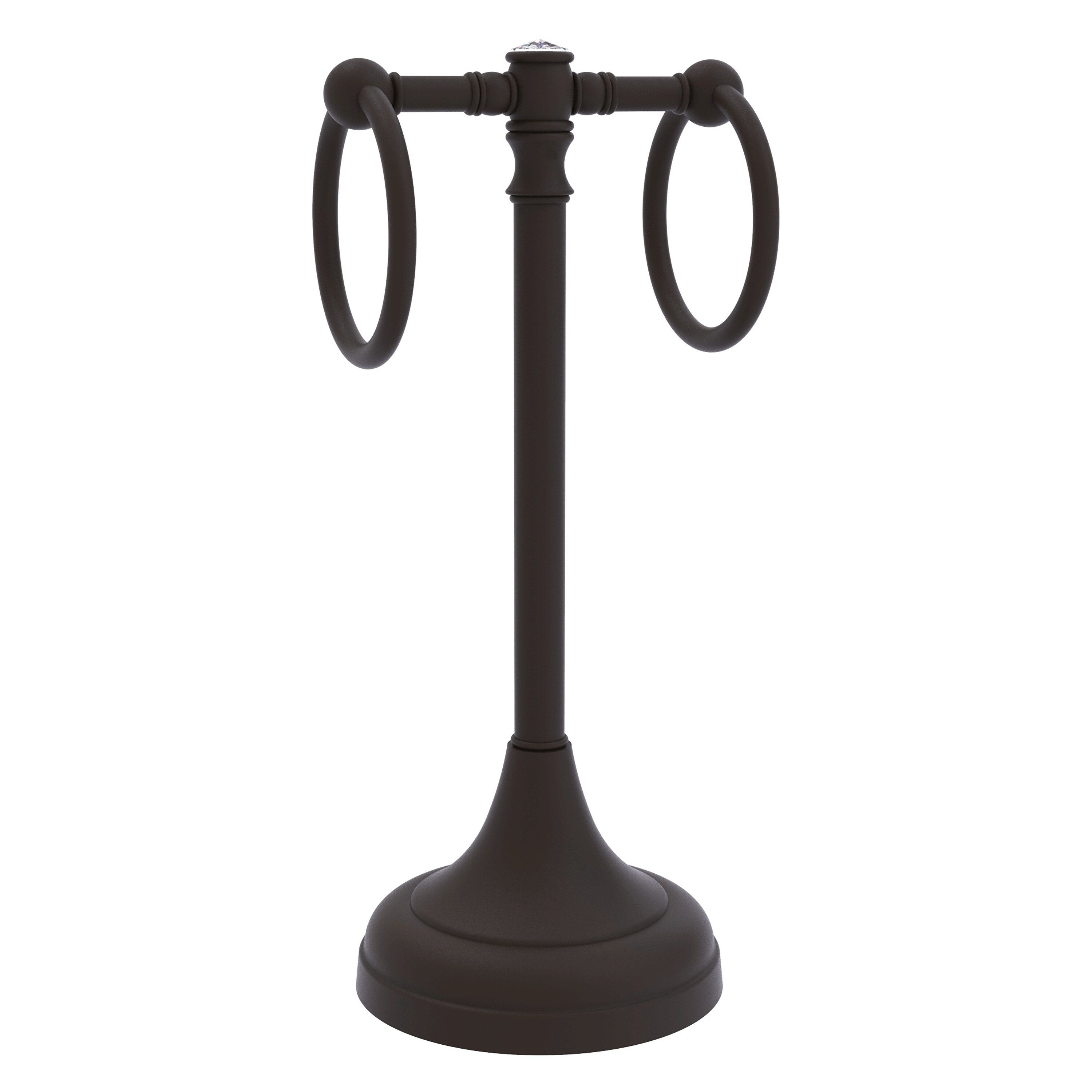 Allied Brass CC-53-ORB Carolina Crystal Oil Rubbed Bronze Freestanding countertop Double Towel Ring