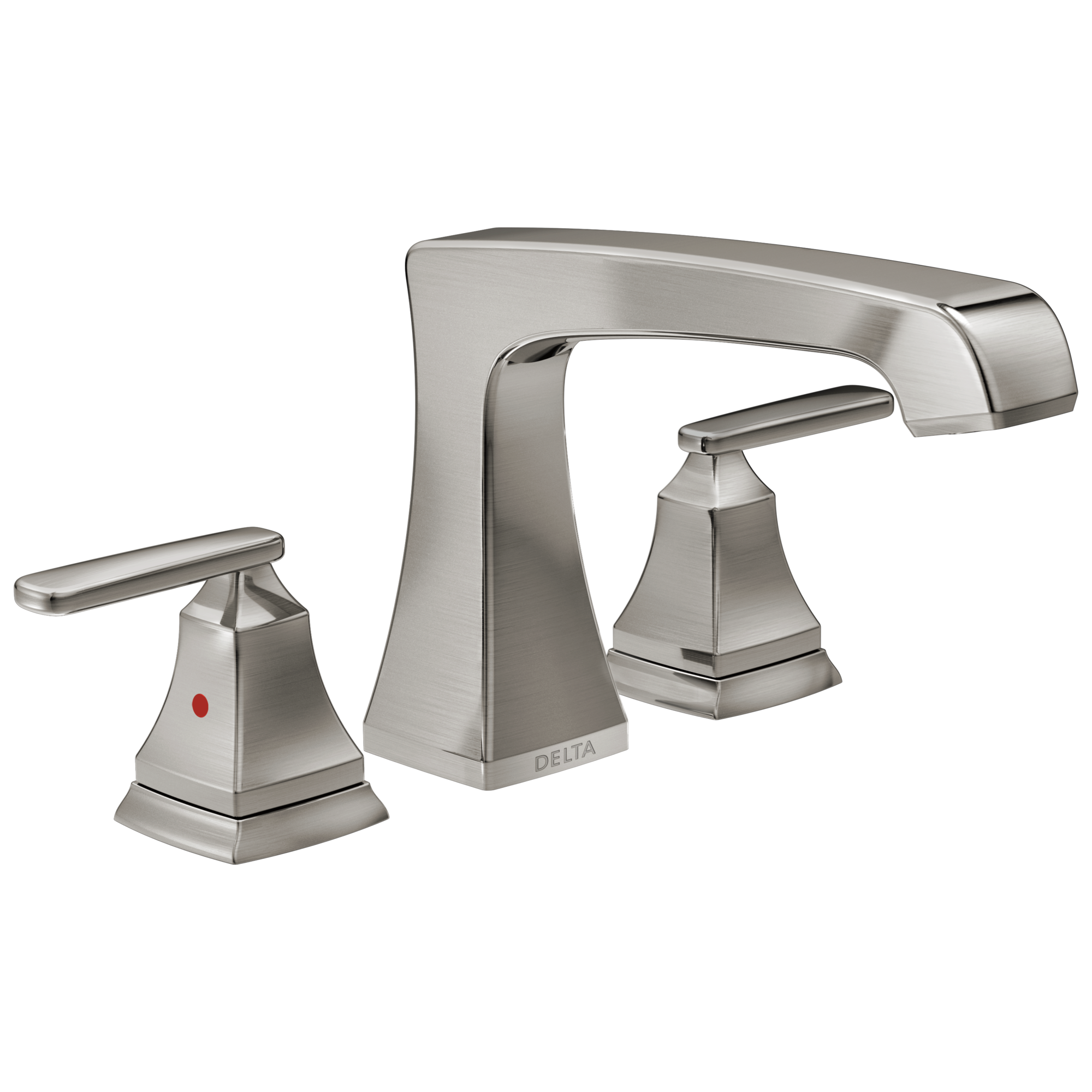 Delta Ashlyn Stainless 2 Handle Deck Mount Roman Low Arc Bathtub Faucet