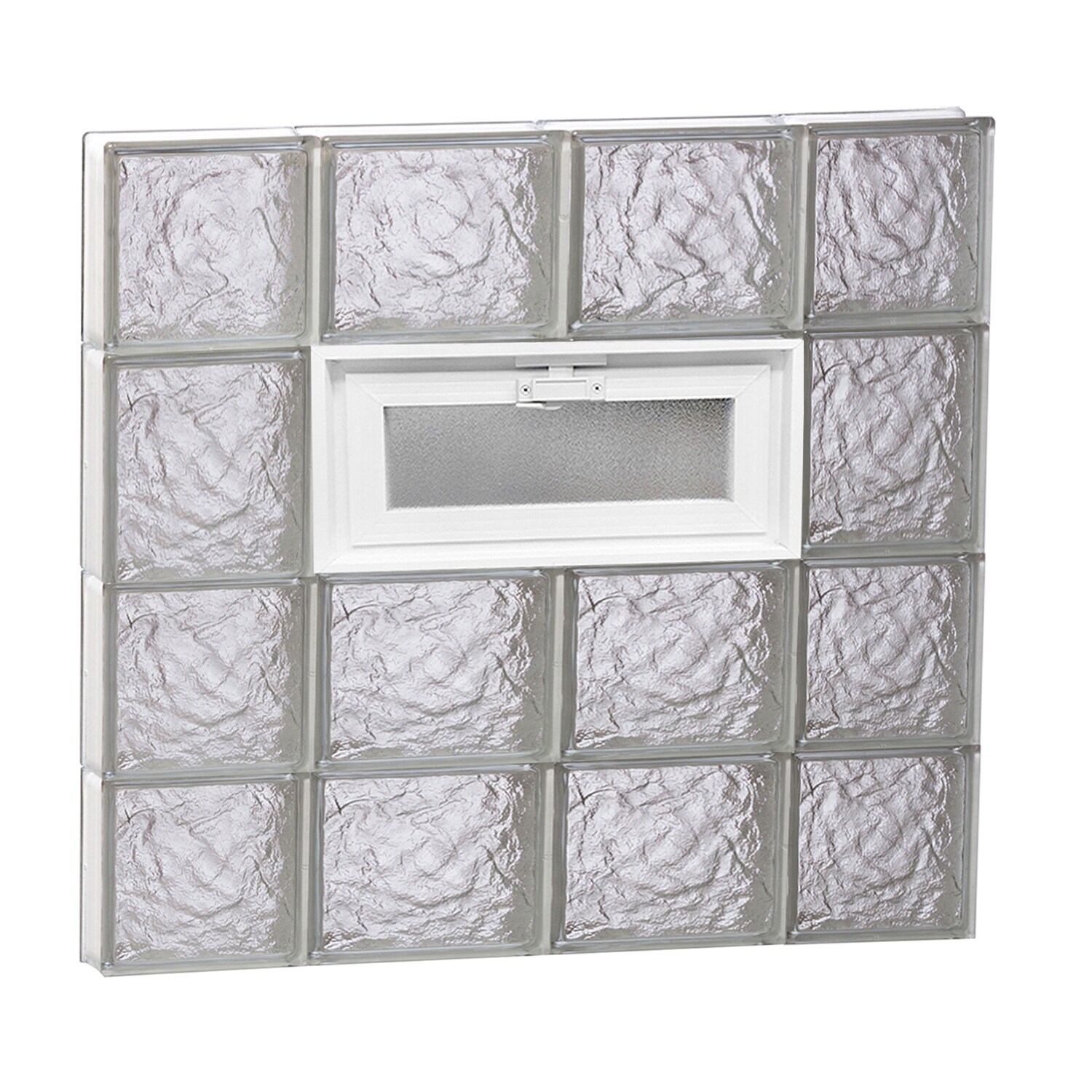 REDI2SET V2826IS Ice Glass 27-in x 25-in Frameless Replacement Vented Glass Block Window