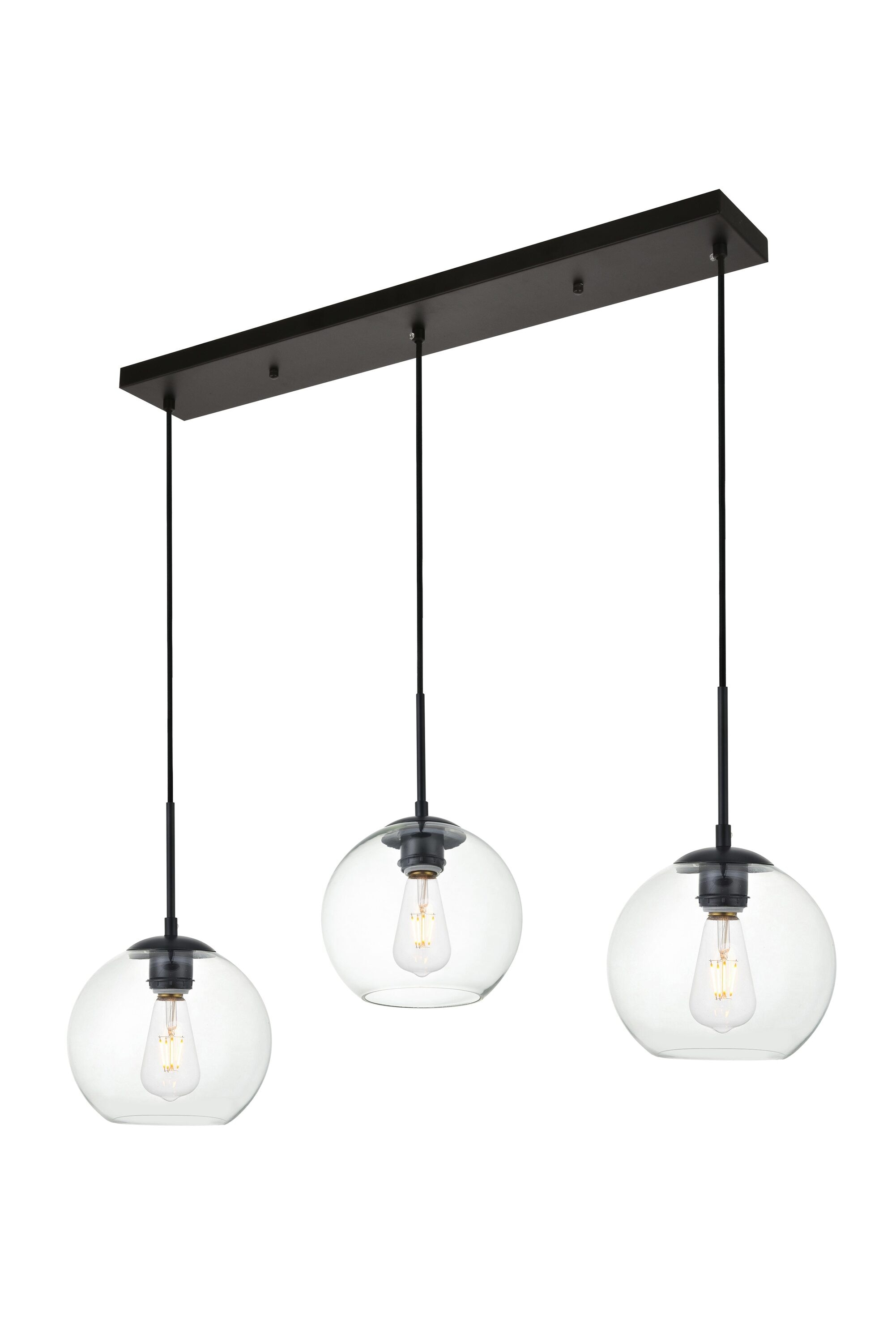 Baxter 3-Light Black Pendant with Clear Glass Shades