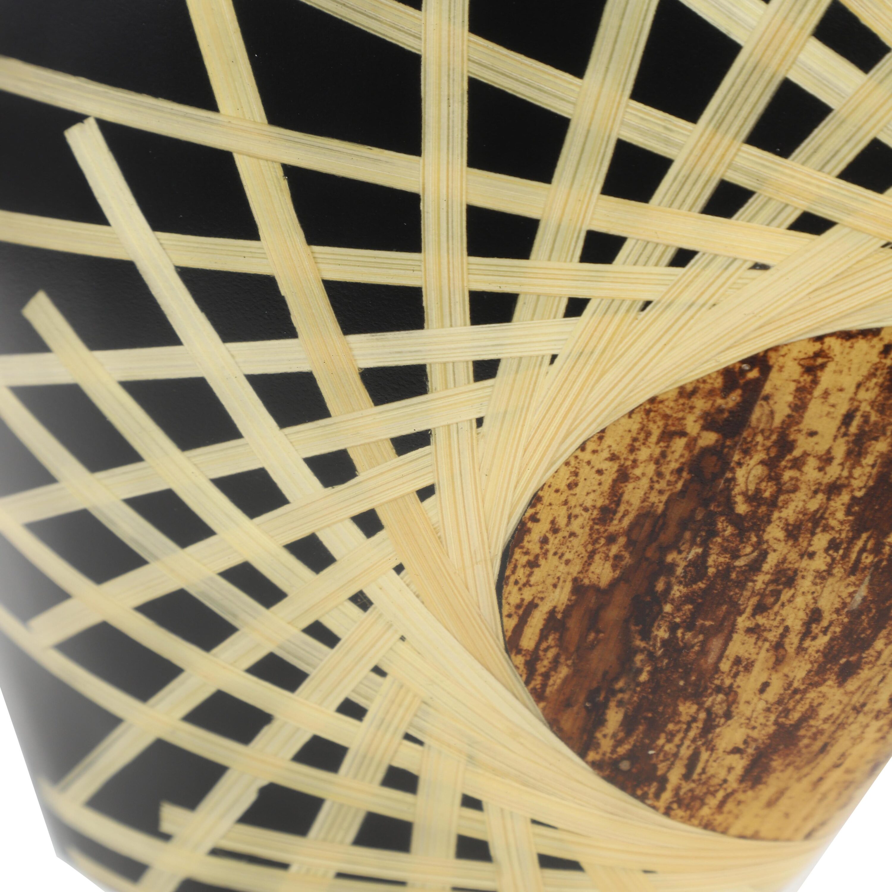 Asymmetrical Black Banana Wood & Bamboo Vase 11.5" x 18"