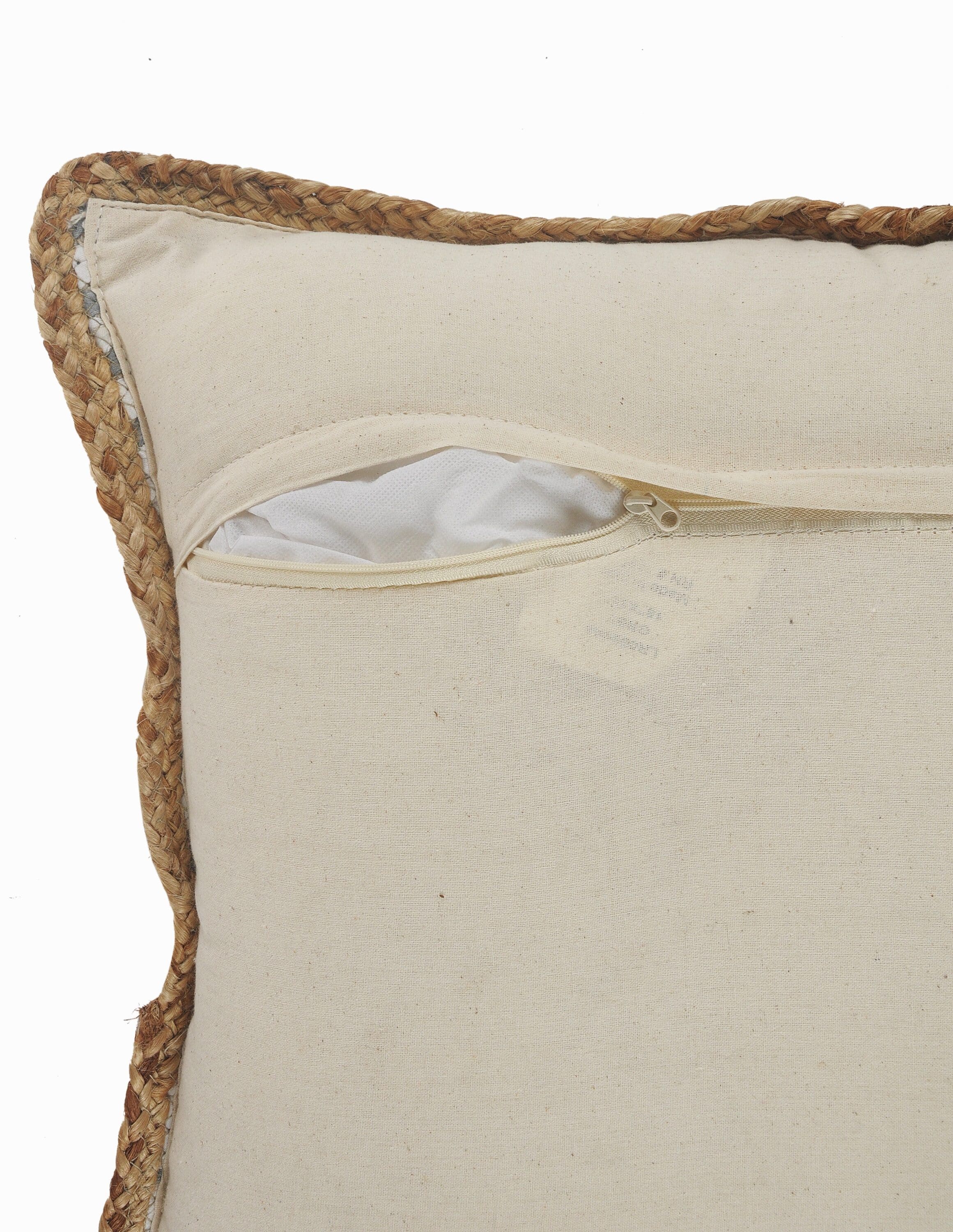 Gray and White Striped Cotton Throw Pillows with Braided Border, Set of 2