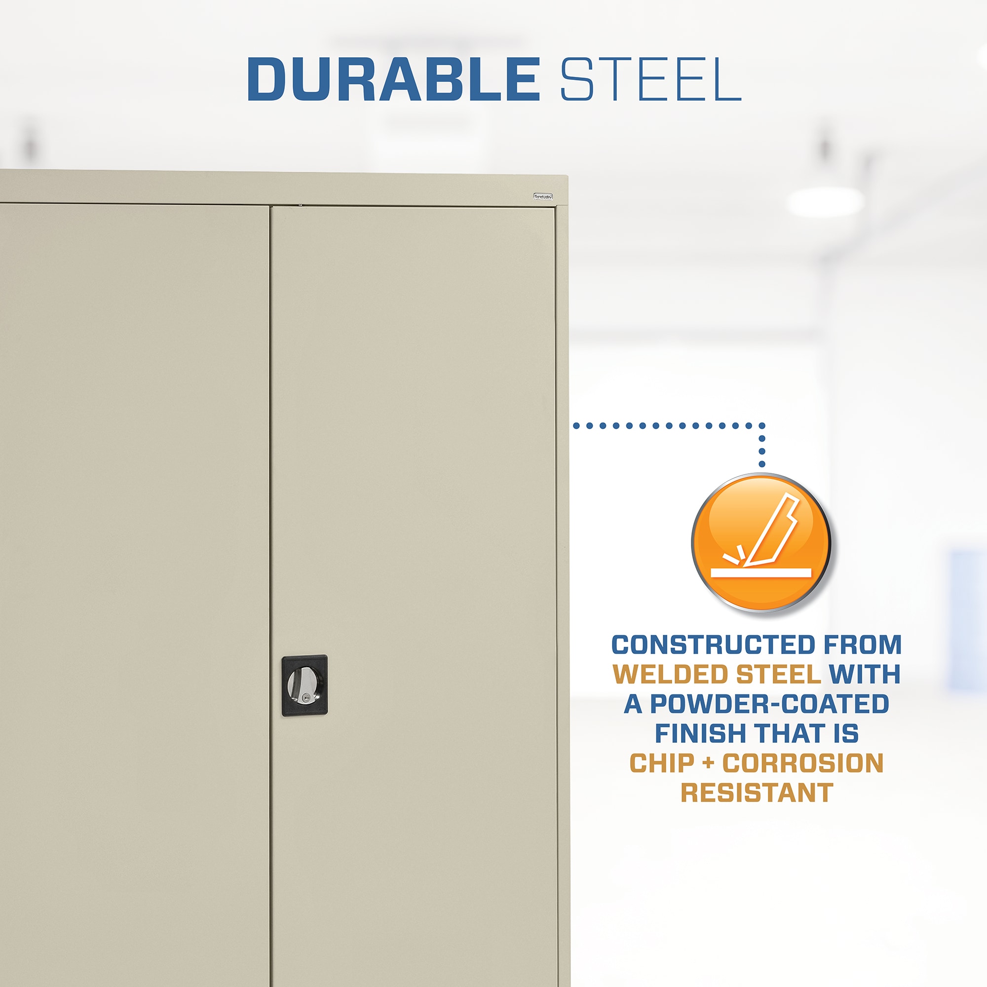 Putty 72" Steel Freestanding Lockable Office Cabinet with Adjustable Shelving