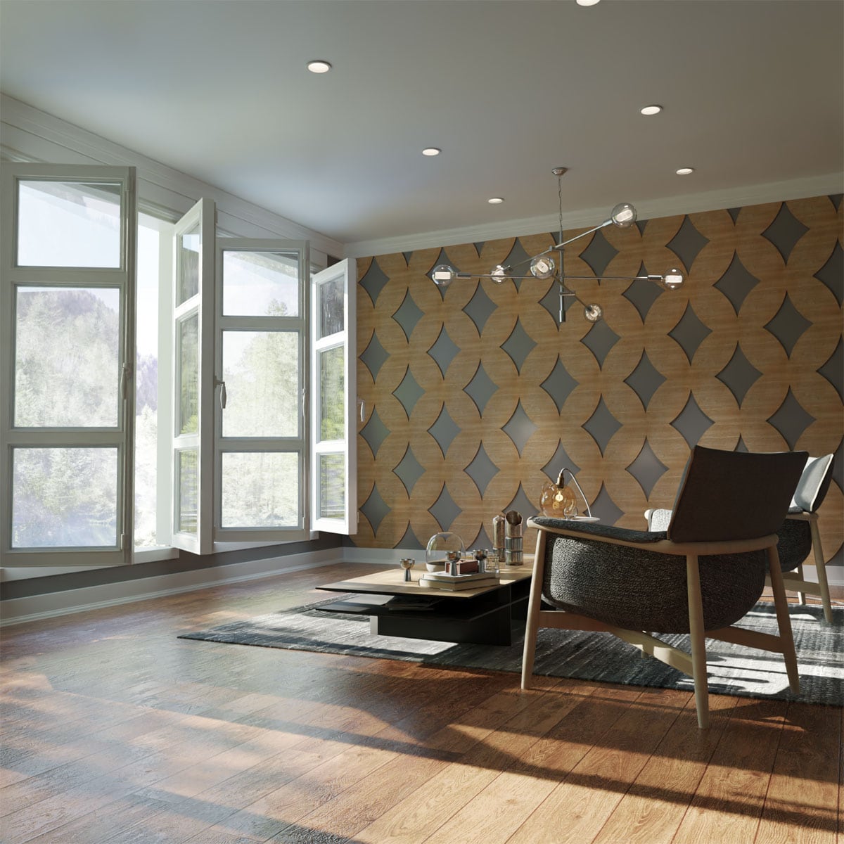 Ekena Millwork WALW24X24X0250GSHMF 23-3/8-in x 23-3/8-in Smooth Paintable/Stainable Wood Fretwork Wall Panel (