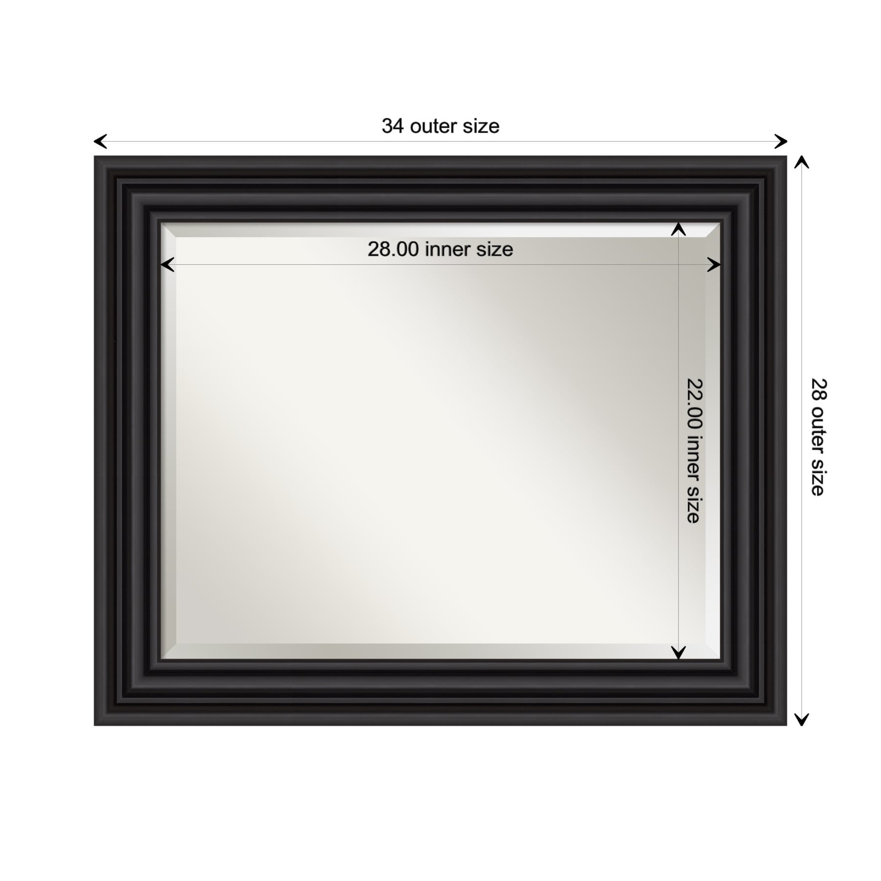 Colonial Black Rectangular Polystyrene Bathroom Vanity Mirror
