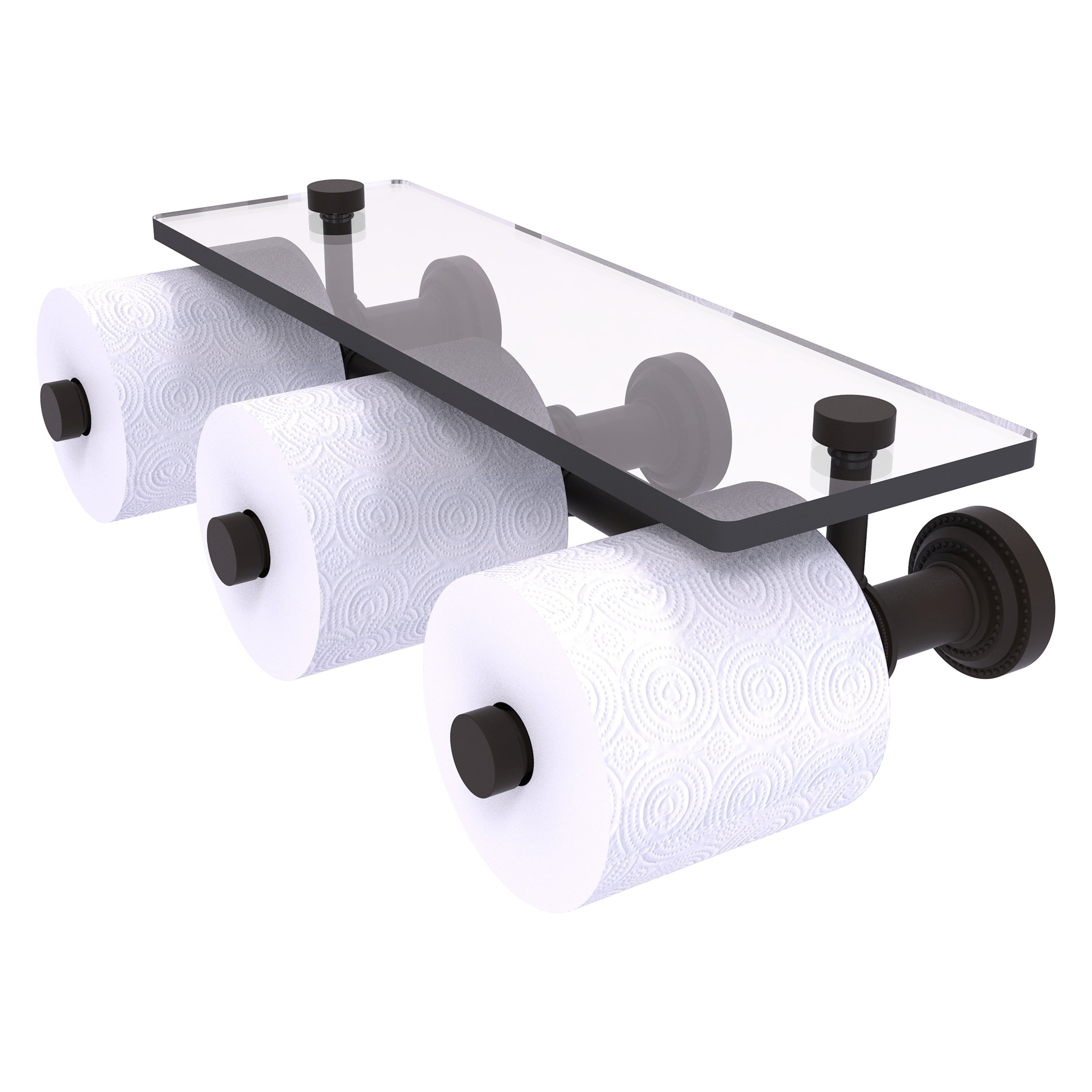Allied Brass DT-35-3S-ORB Dottingham Oil Rubbed Bronze Wall mount Double post Toilet Paper Holder 3 -Rolls with Storage
