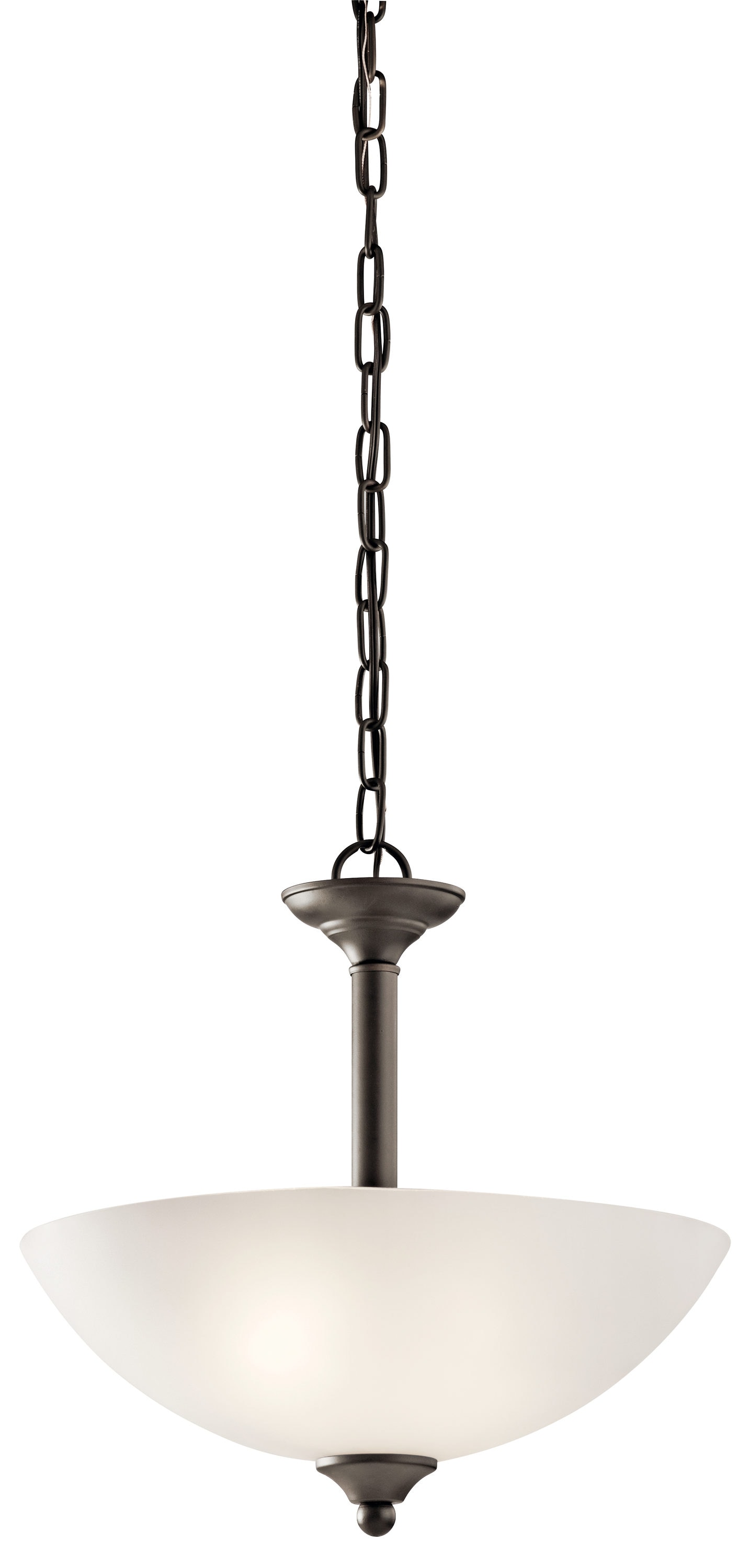 Kichler 43641OZL18 Jolie 2 -Light Olde Bronze Transitional Etched glass Bowl Medium Hanging Pendant light