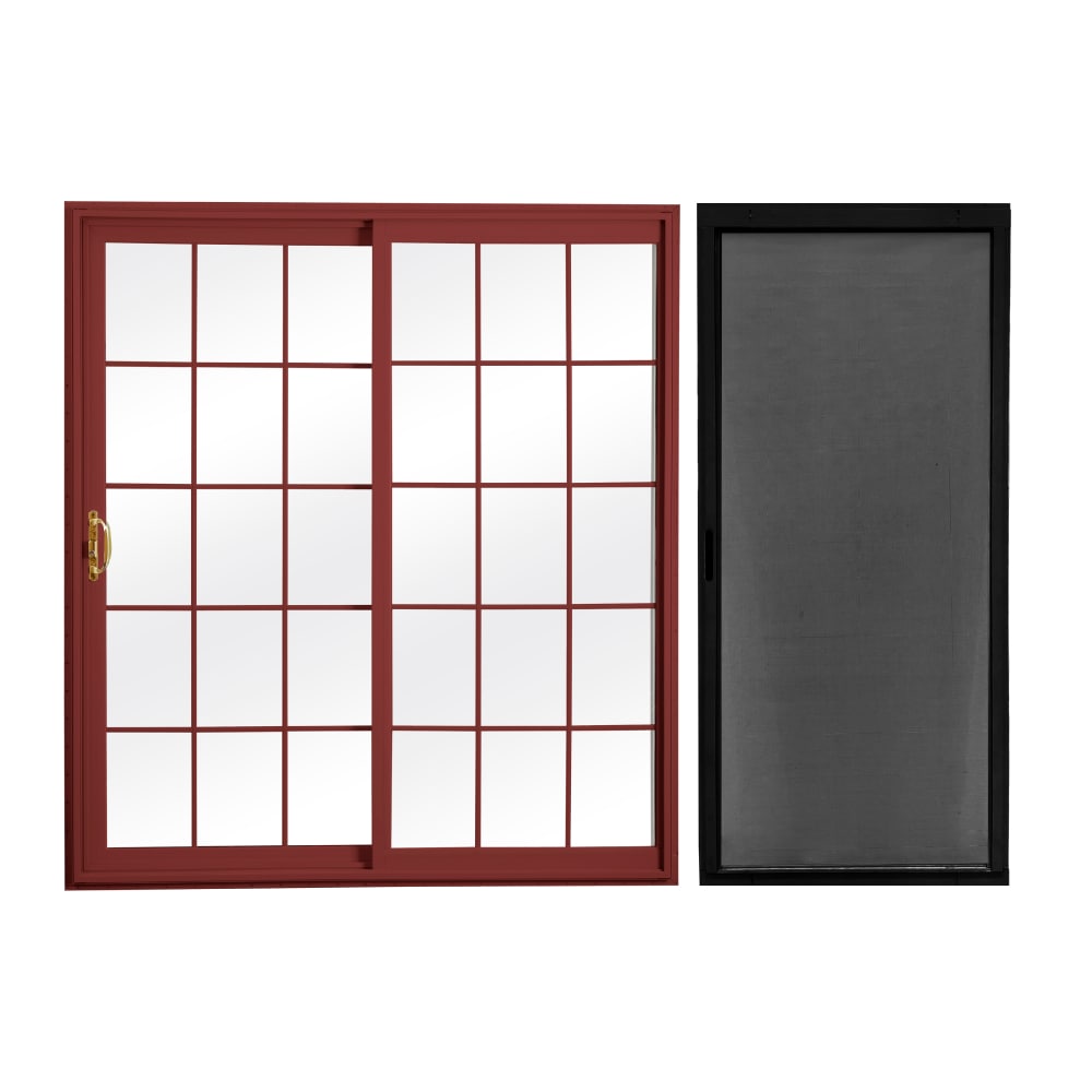 RELIABILT  72-in x 80-in Red Vinyl Universal Sliding Double Patio Door with Screen