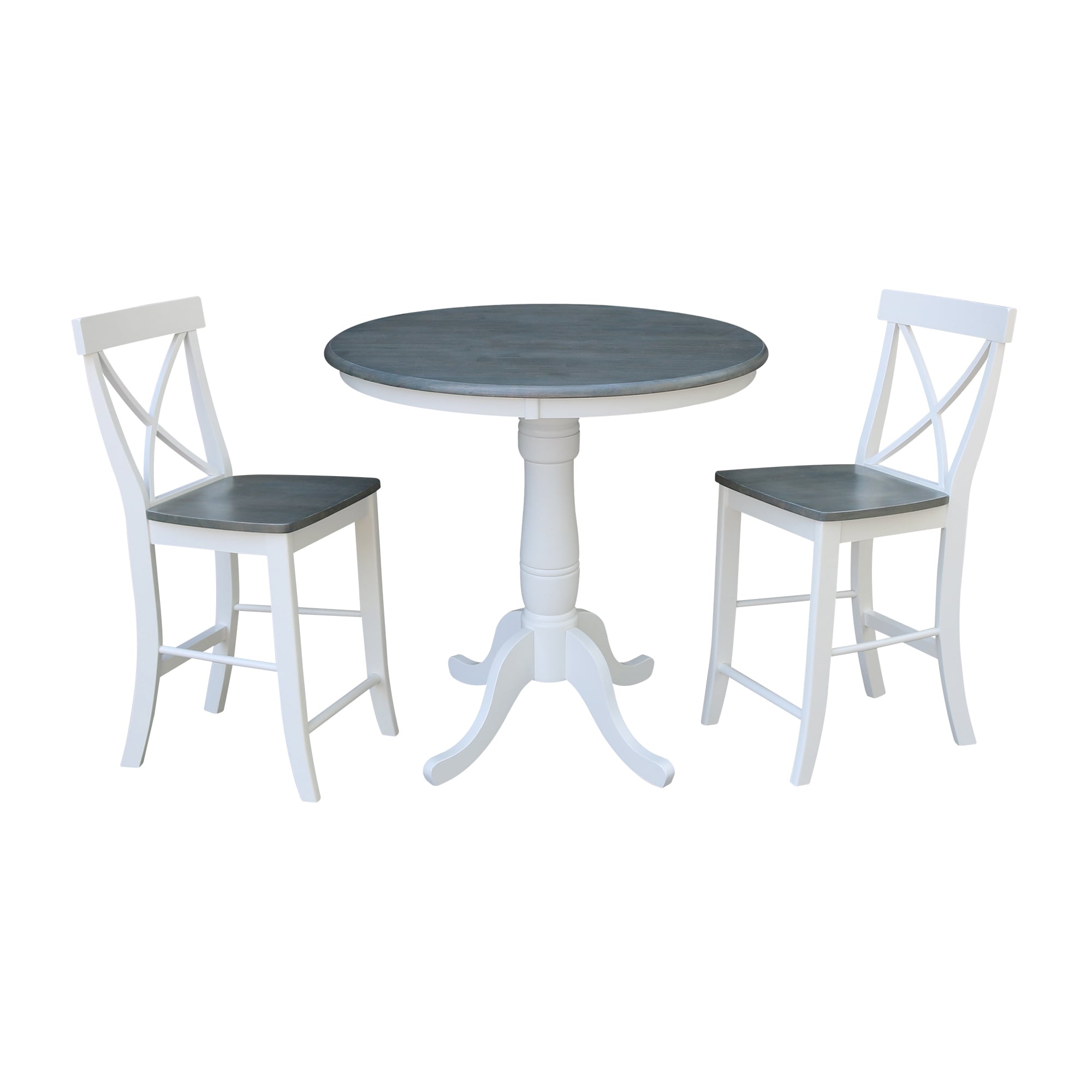 International Concepts K05-36RT-6B-S6132-2 White/Heather Gray Casual Dining Room Set with Round Table ( Seats 2 )